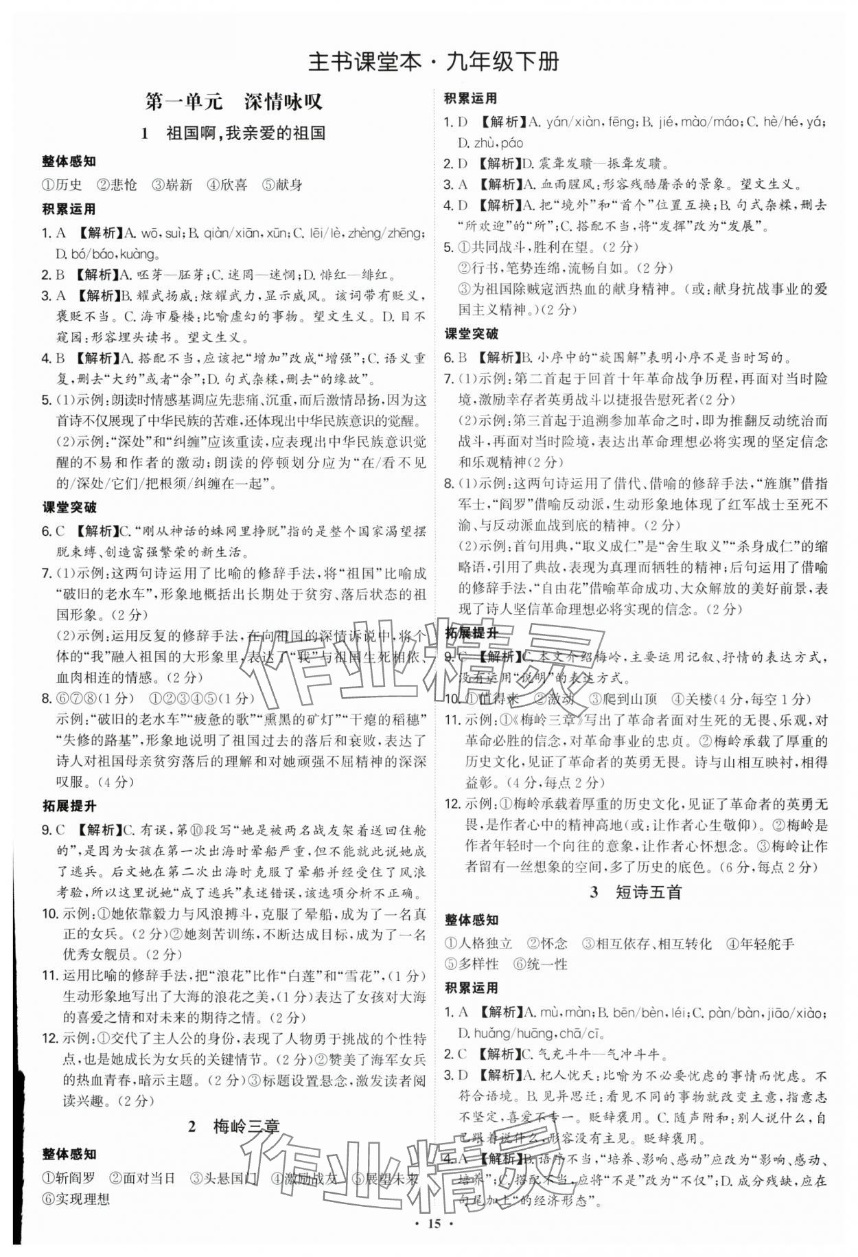 2025年新结构学习测评九年级语文全一册人教版 第15页