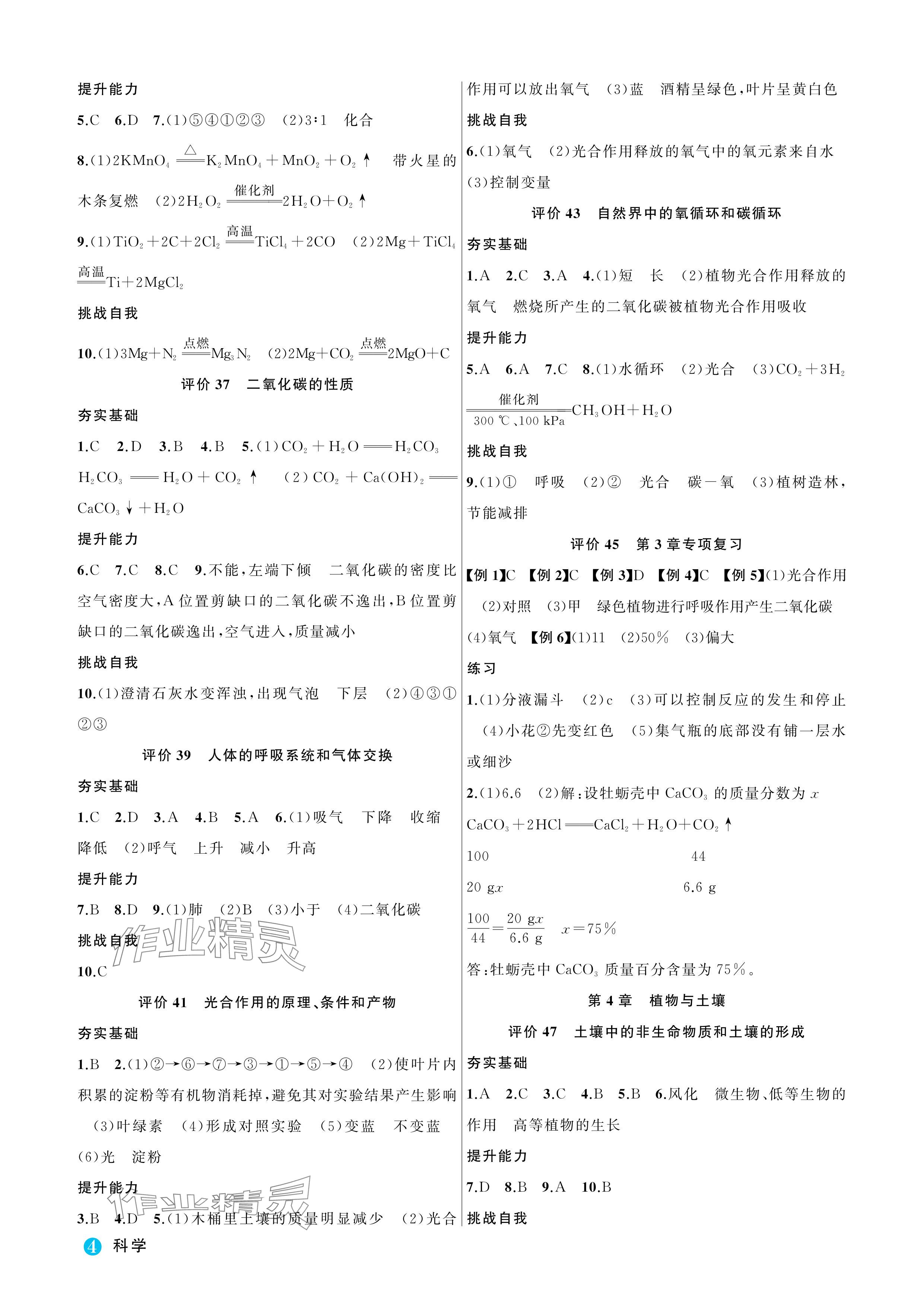 2024年名師面對面學(xué)科素養(yǎng)評價八年級科學(xué)下冊浙教版 參考答案第4頁