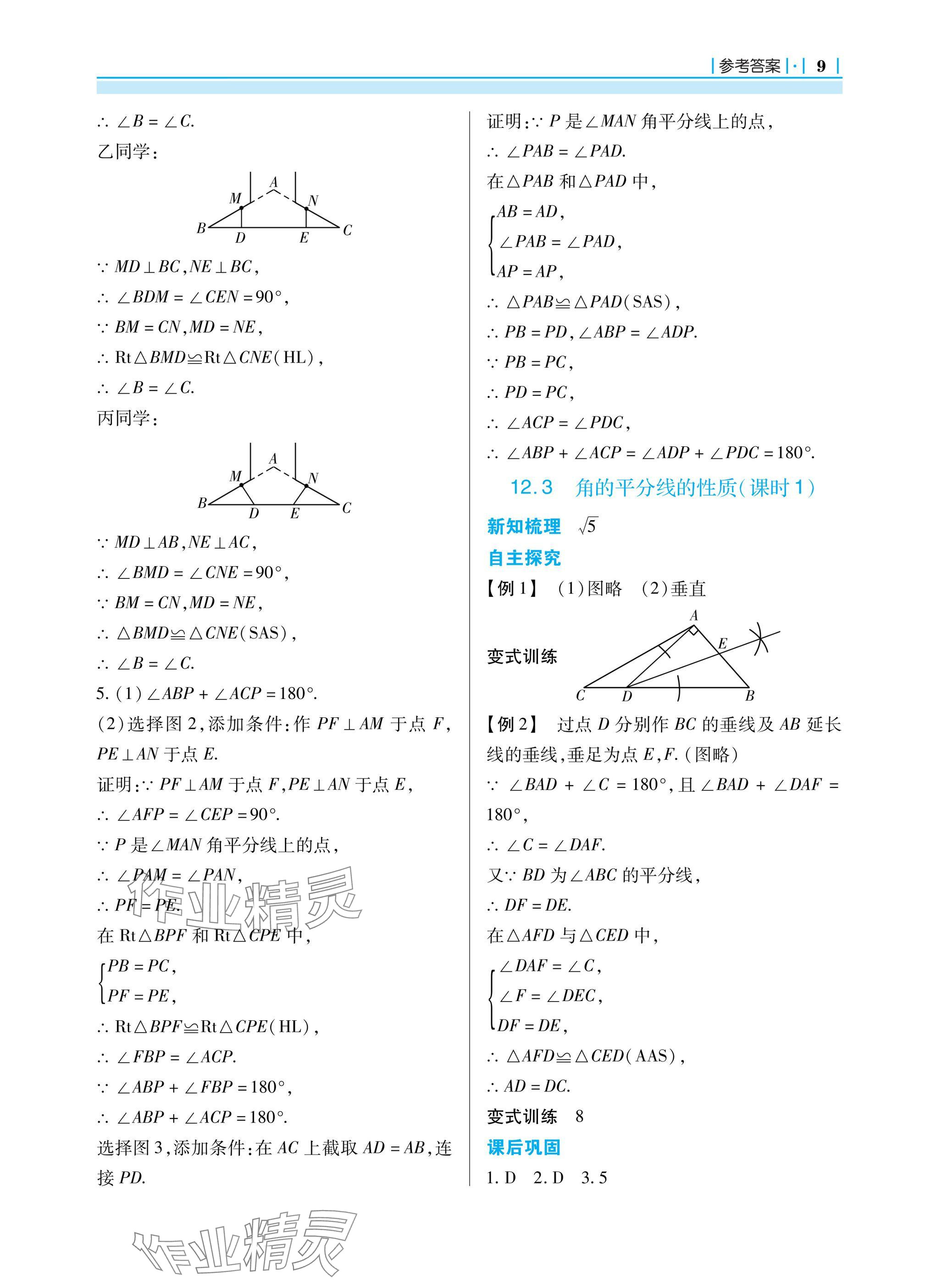 2024年學(xué)習(xí)指要八年級數(shù)學(xué)上冊人教版 參考答案第9頁