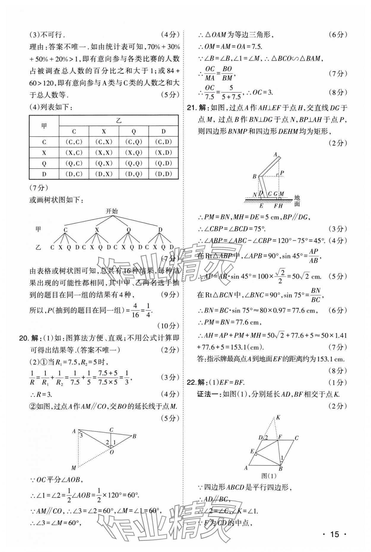 2025年開路先鋒試題精選數(shù)學(xué)山西專版 參考答案第15頁