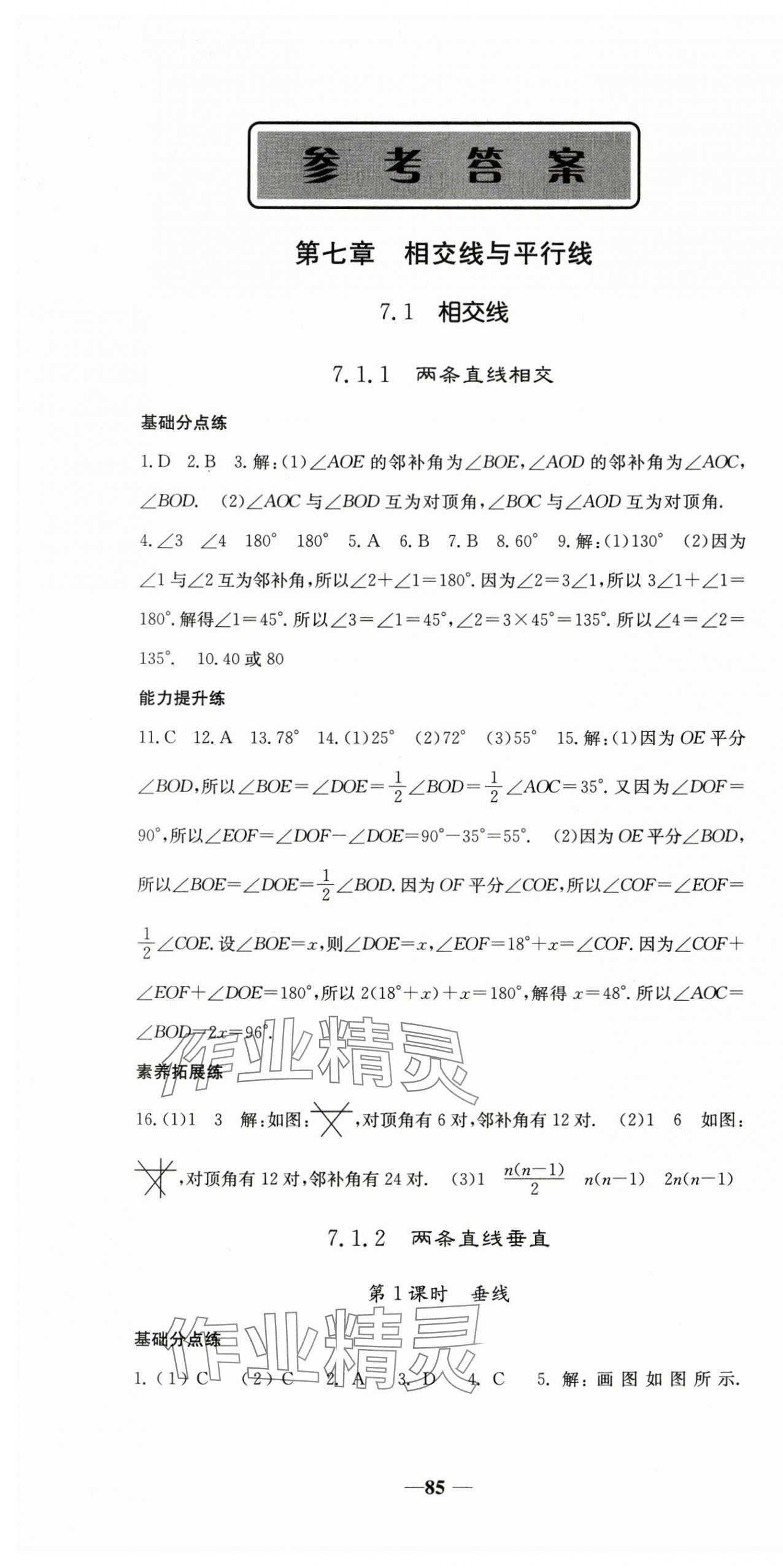 2025年名校點睛七年級數學下冊人教版 參考答案第1頁