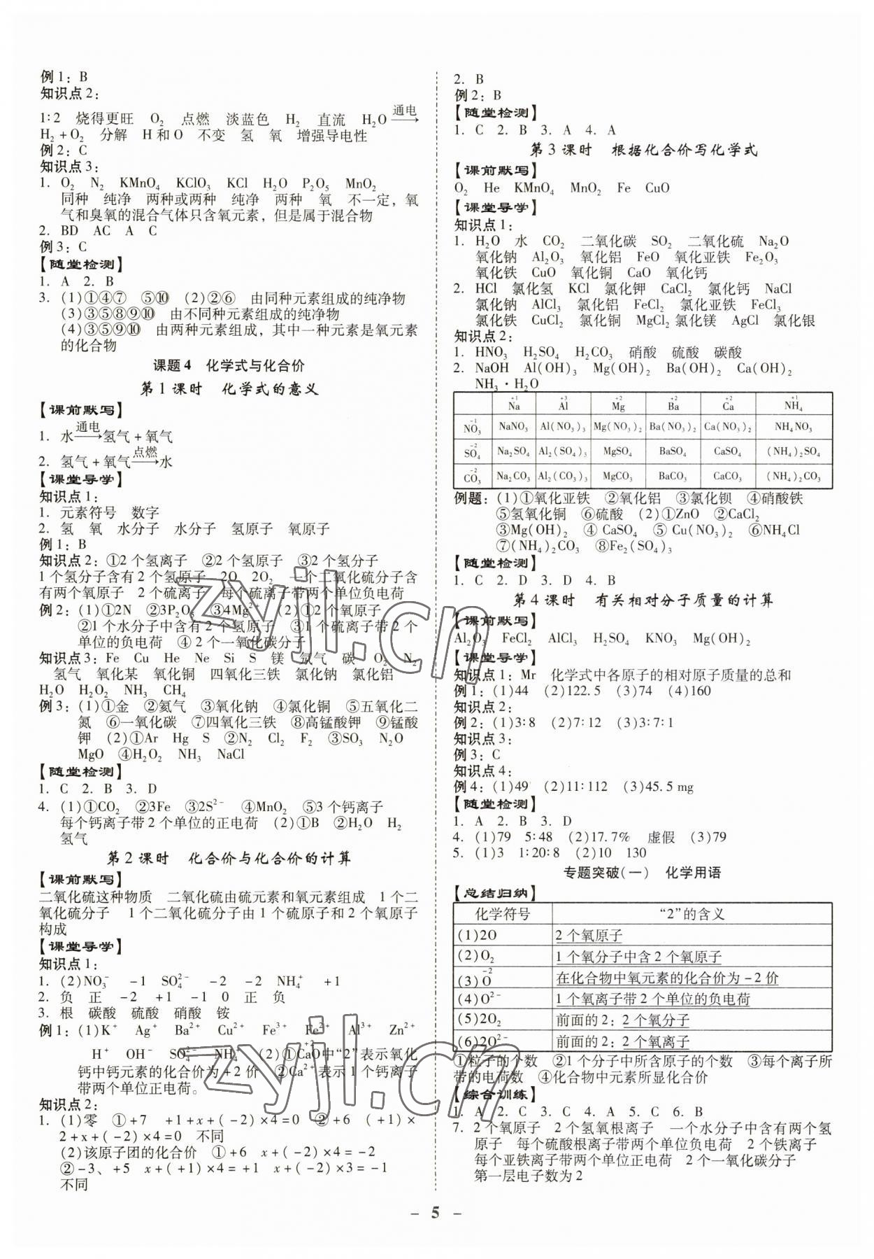 2023年金牌導(dǎo)學(xué)案九年級(jí)化學(xué)全一冊(cè)人教版 第5頁(yè)