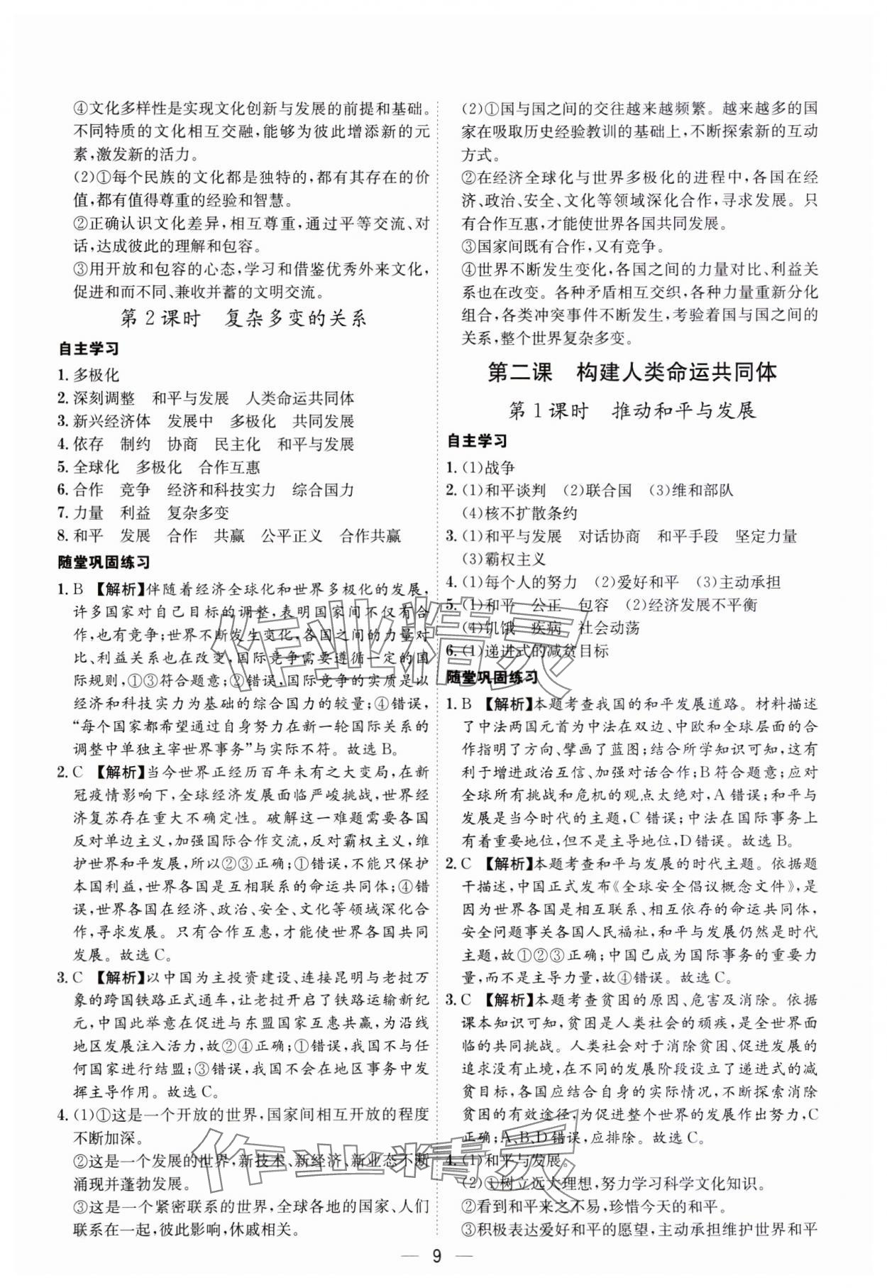 2023年名師金典九年級道德與法治全一冊人教版深圳專版 第9頁