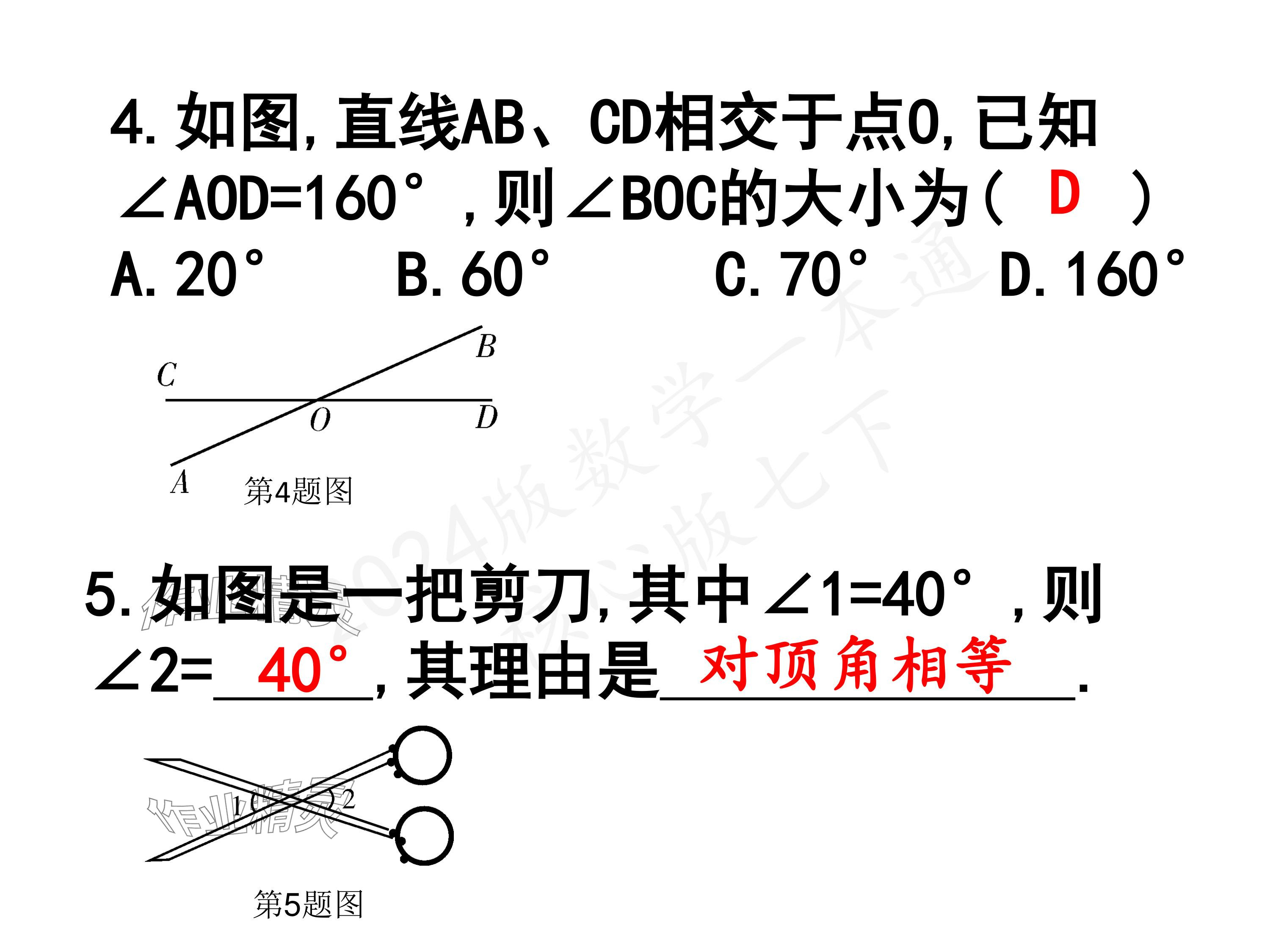 2024年一本通武汉出版社七年级数学下册北师大版 参考答案第16页