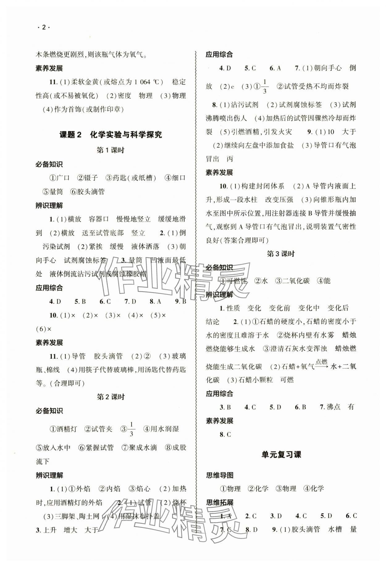 2024年基礎(chǔ)訓(xùn)練大象出版社九年級化學全一冊人教版 參考答案第2頁