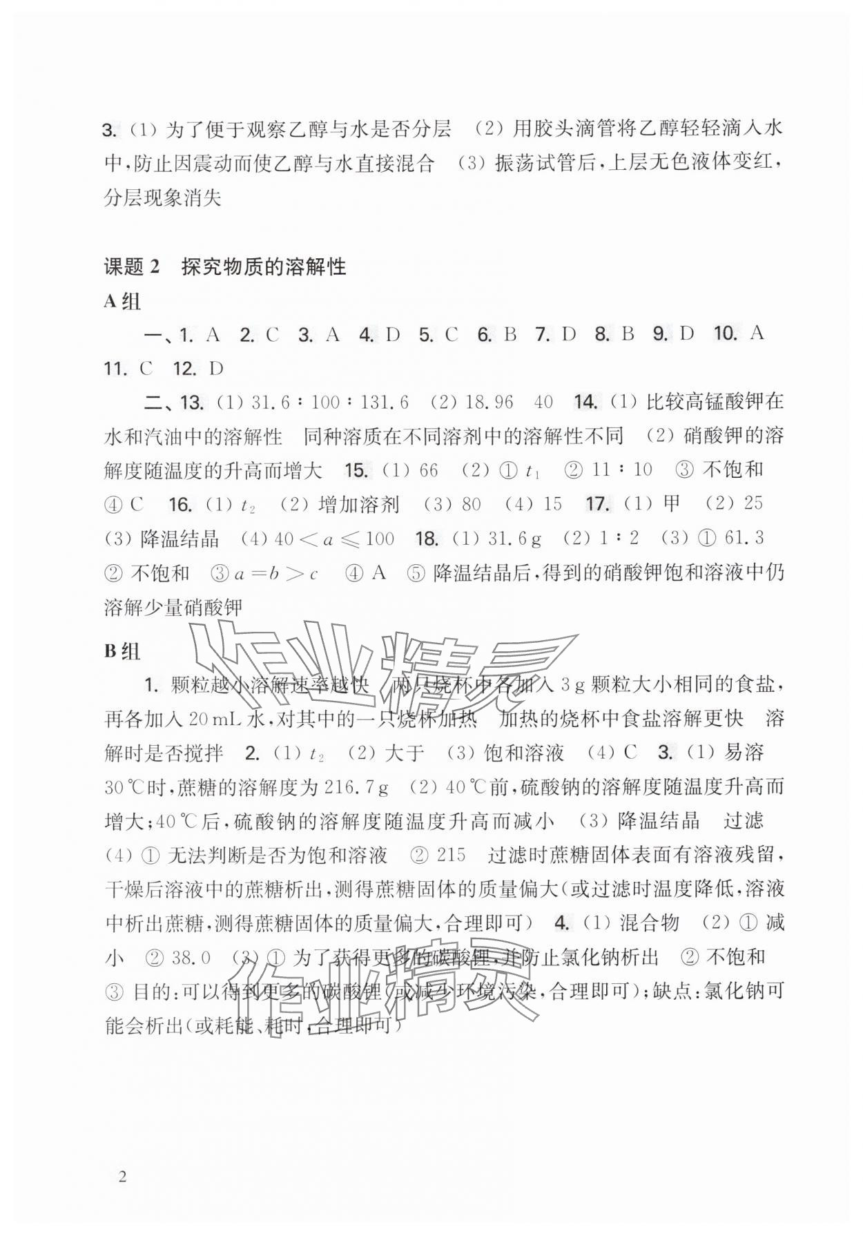 2025年新思路辅导与训练九年级化学全一册沪教版 第2页