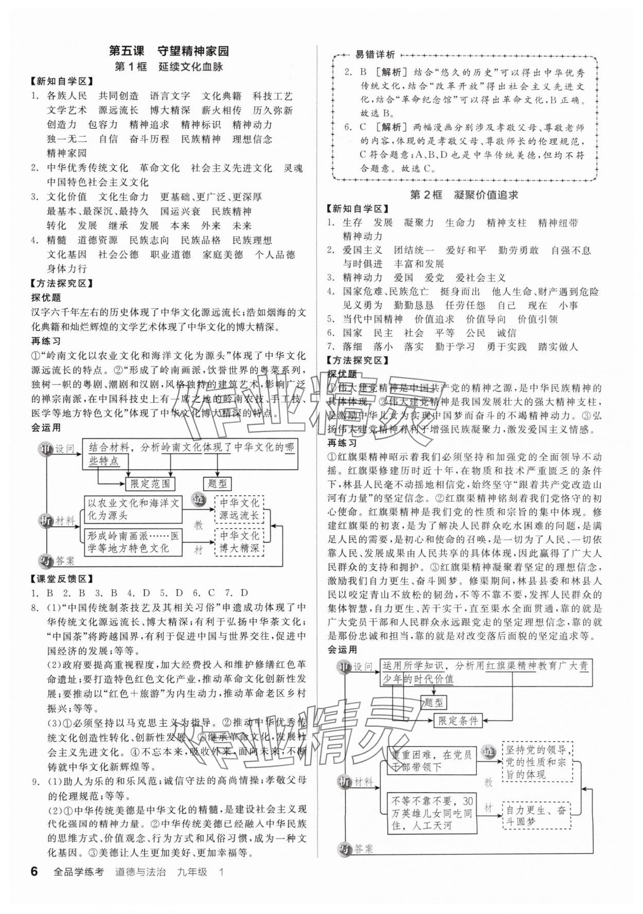 2024年全品学练考九年级道德与法治全一册人教版广东专版 参考答案第6页