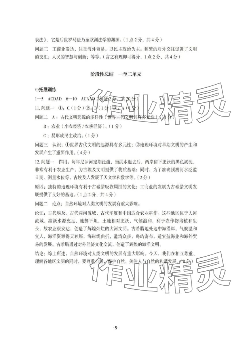 2025年知识与能力训练九年级历史上册人教版 参考答案第5页