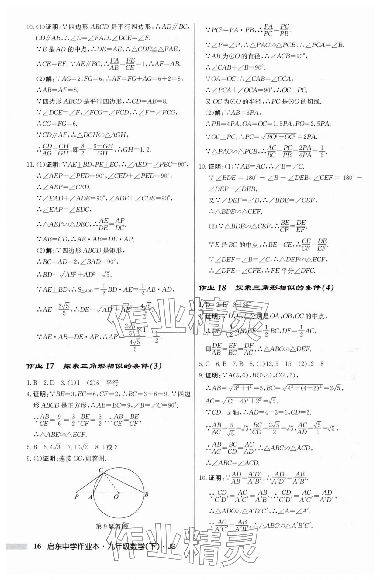 2025年啟東中學作業(yè)本九年級數(shù)學下冊蘇科版 第16頁