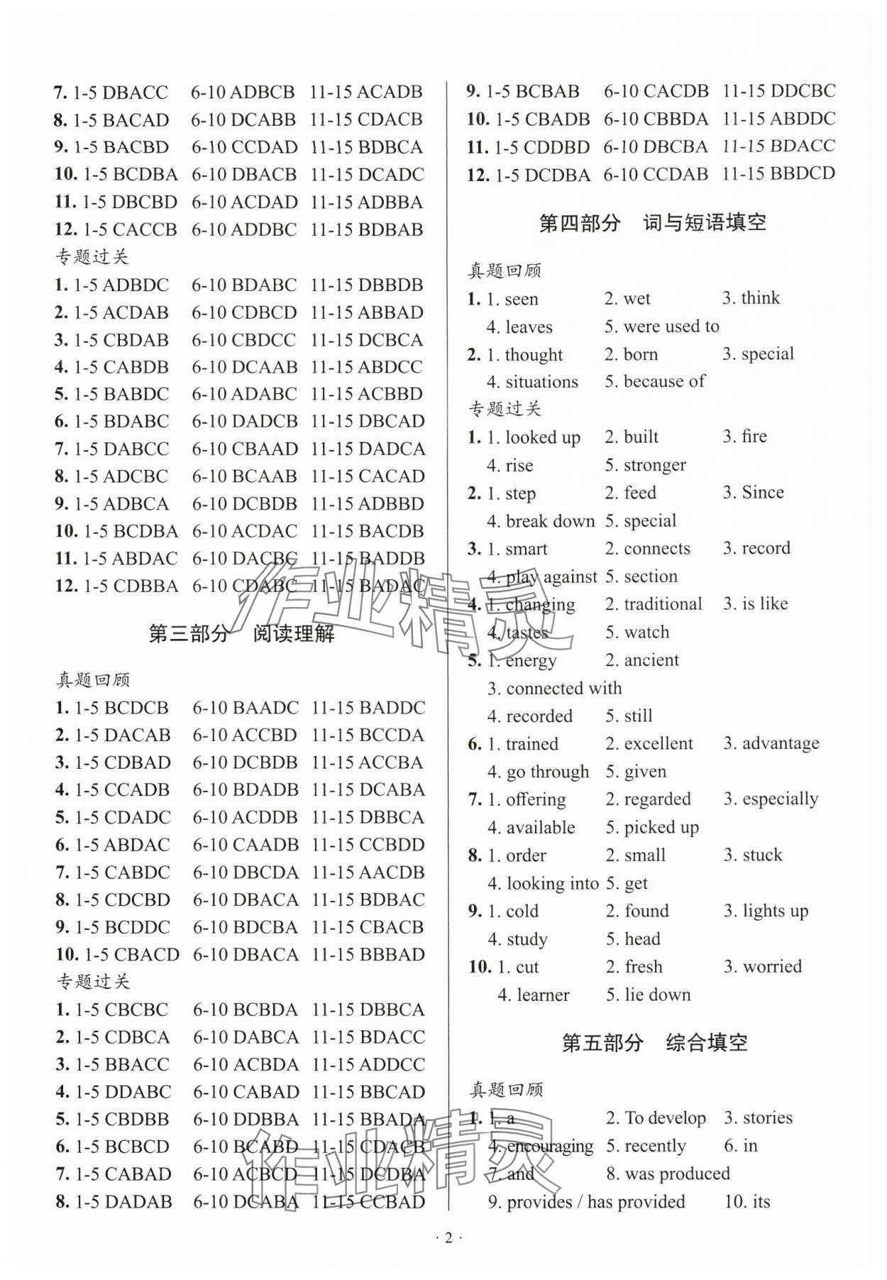 2025年天下中考專題總復(fù)習(xí)英語 參考答案第2頁