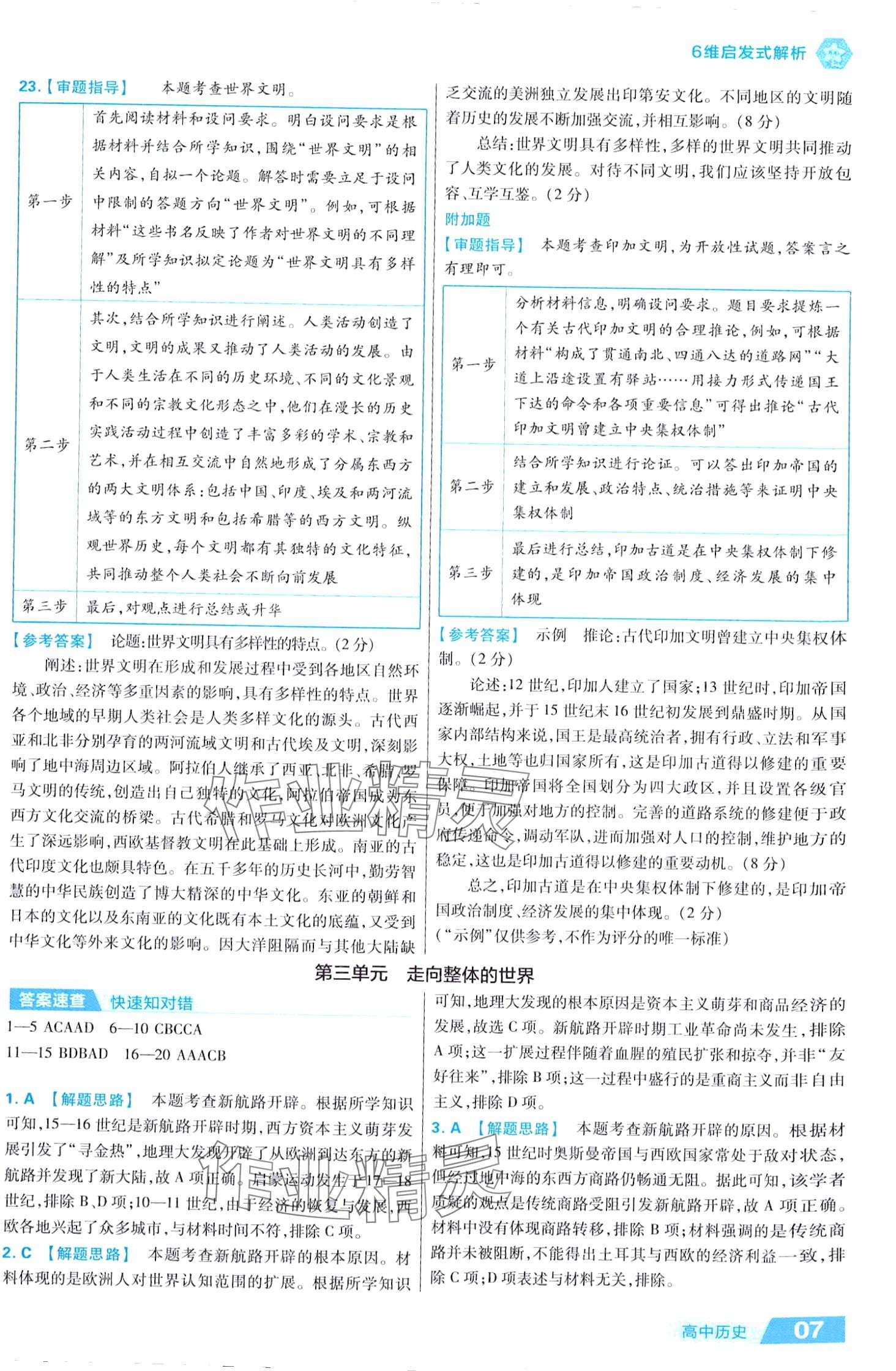 2024年金考卷活頁題選高中歷史必修下冊人教版 第7頁