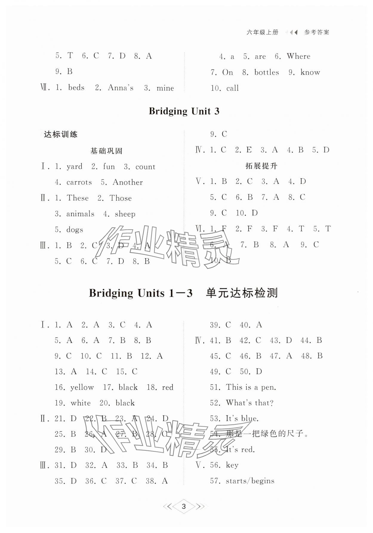 2024年綜合能力訓練六年級英語上冊魯教版54制 參考答案第3頁