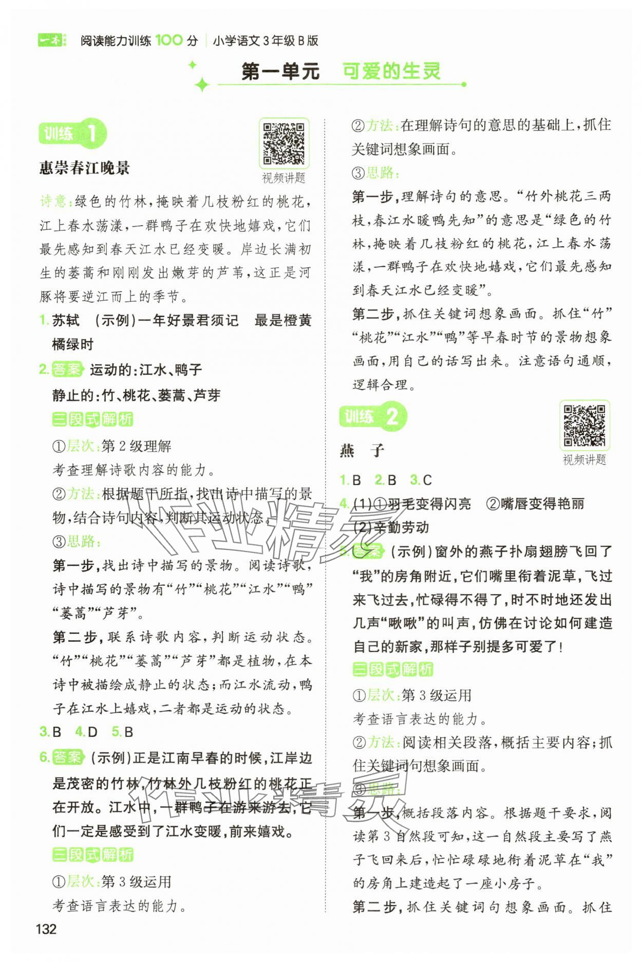 2025年一本閱讀能力訓(xùn)練100分三年級(jí)語文人教B版福建專版 參考答案第1頁