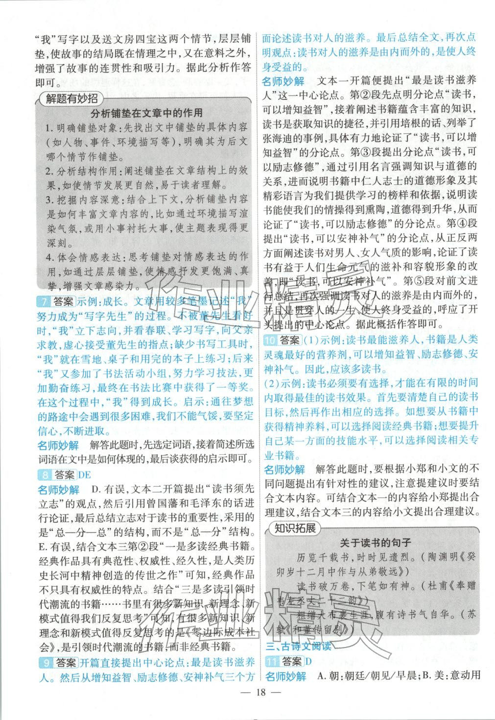 2026年河南中考真题抢分版九年级语文河南专版&nbsp;参考答案第18页