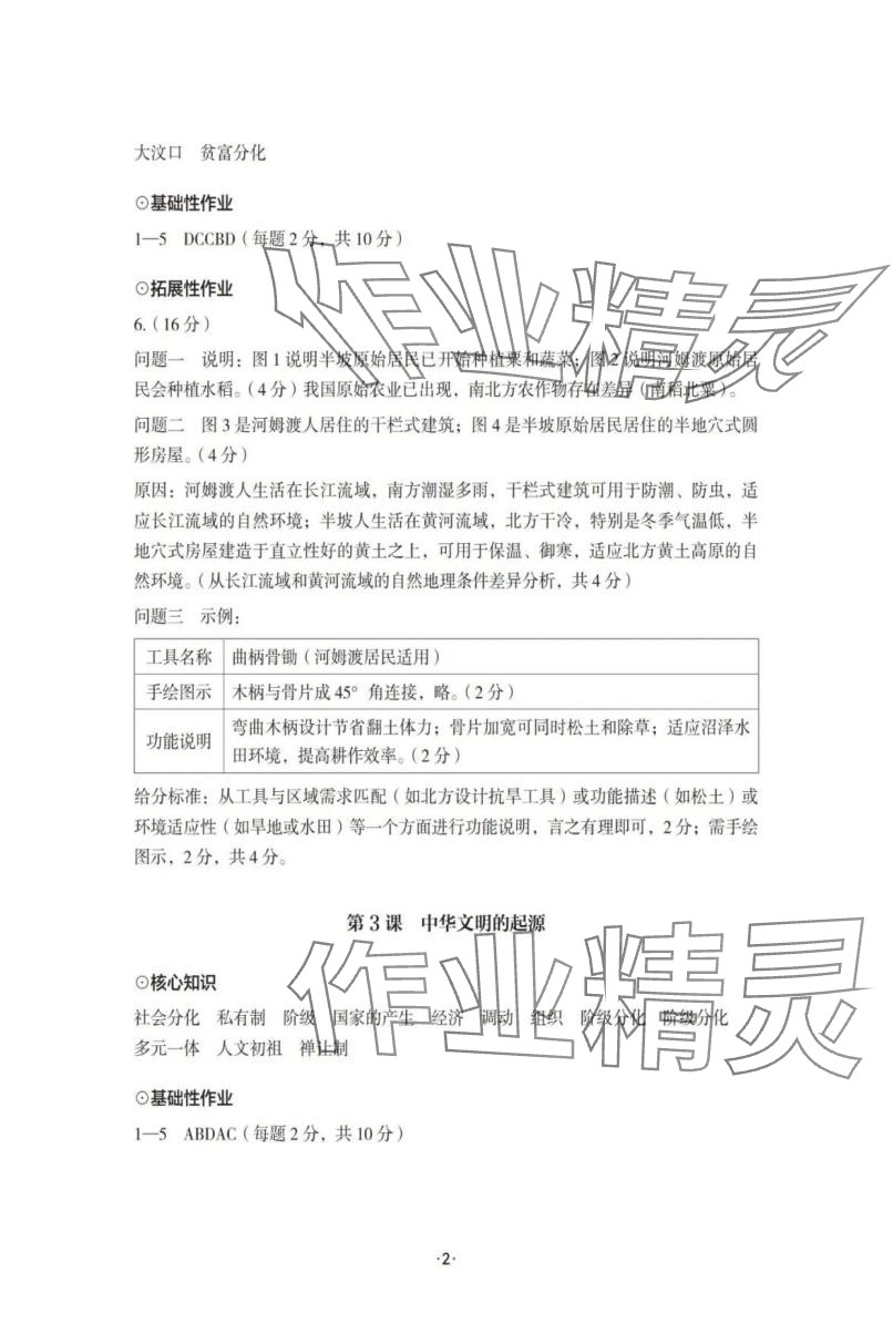 2025年知识与能力训练七年级历史上册人教版 参考答案第2页
