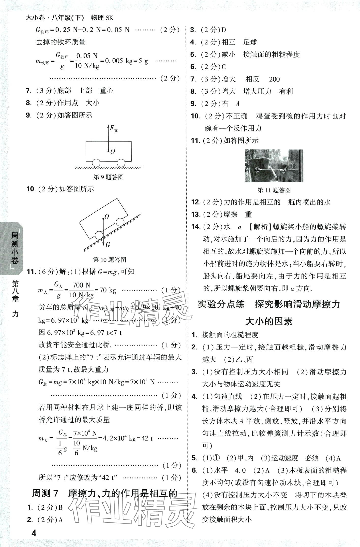 2024年萬唯中考大小卷八年級(jí)物理下冊(cè)滬科版 第4頁