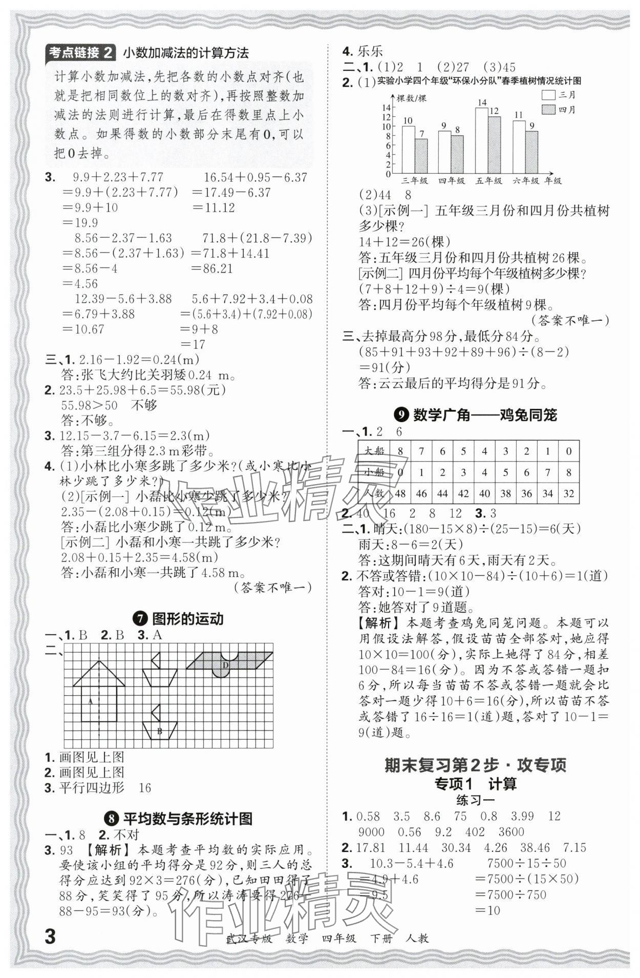 2024年王朝霞期末真題精編四年級(jí)數(shù)學(xué)下冊(cè)人教版武漢專(zhuān)版 參考答案第3頁(yè)