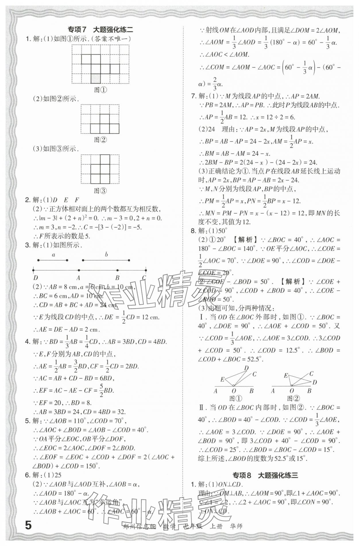 2023年王朝霞期末真题精编七年级数学上册华师大版郑州专版 参考答案第5页