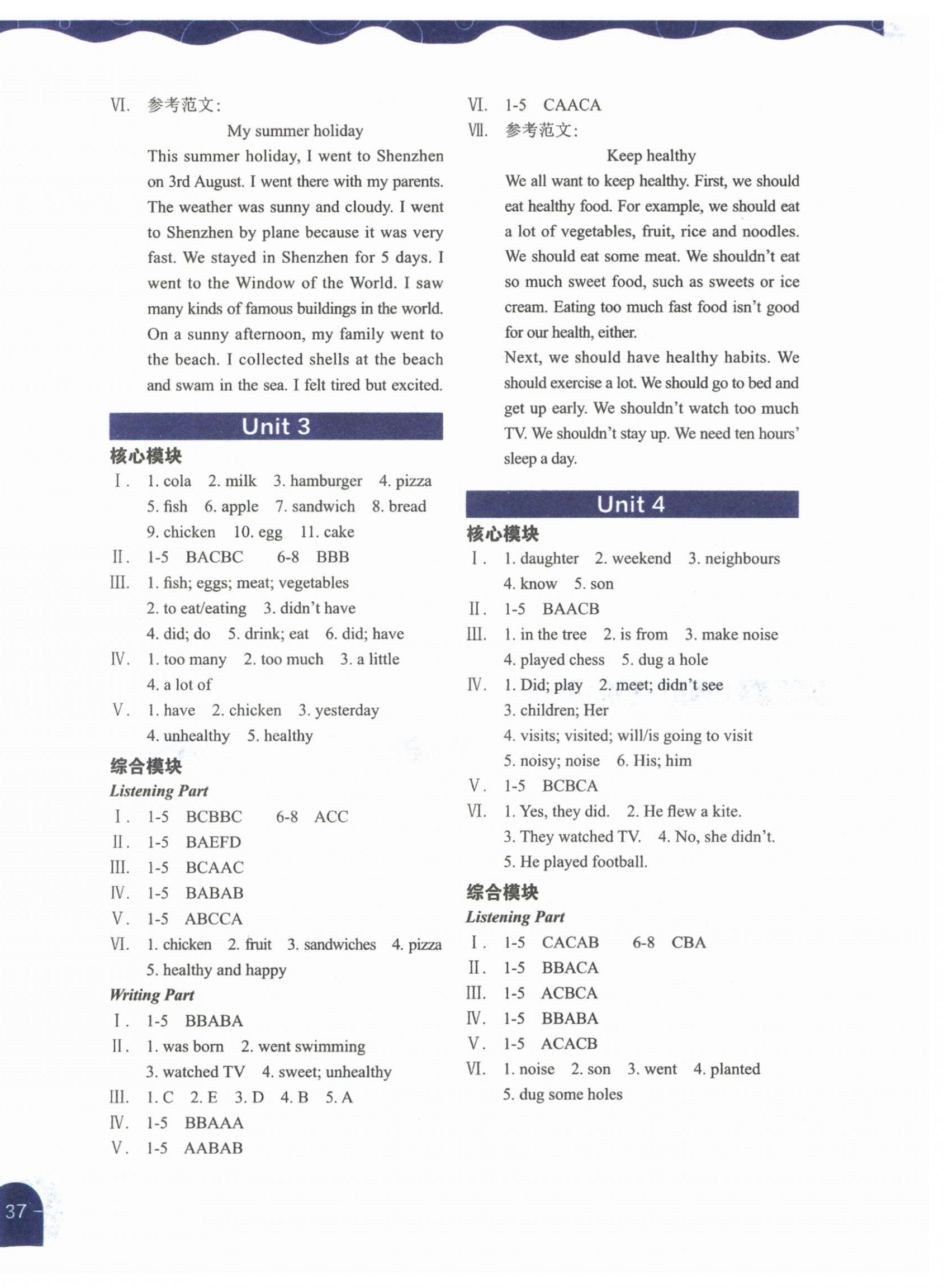 2025年深圳市小学英语课堂跟踪六年级上册沪教版 参考答案第2页