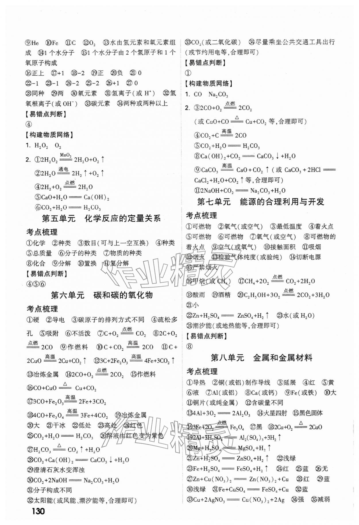 2026年万唯中考试题研究化学河南专版&nbsp;参考答案第2页