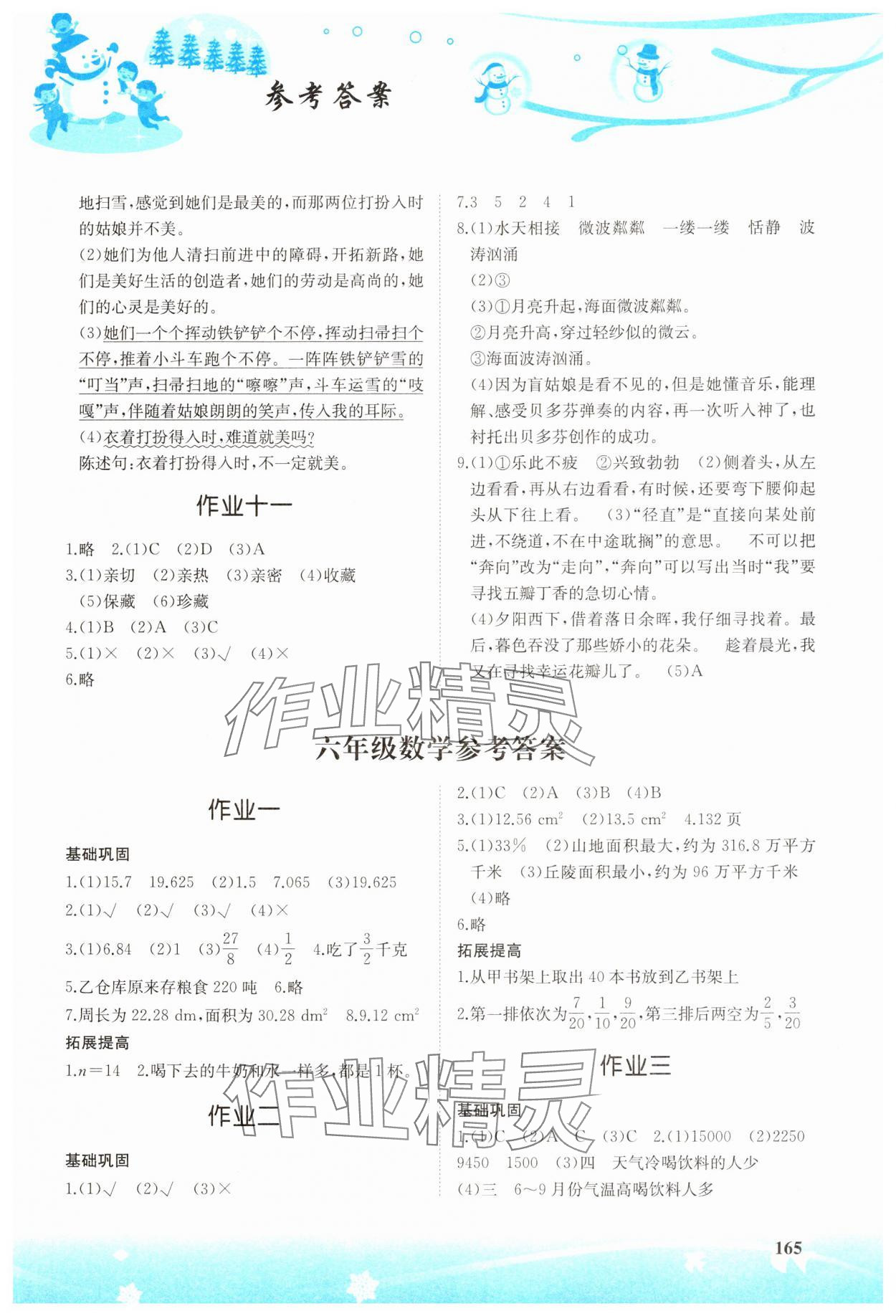 2025年寒假作業(yè)湖南教育出版社六年級&nbsp;第3頁