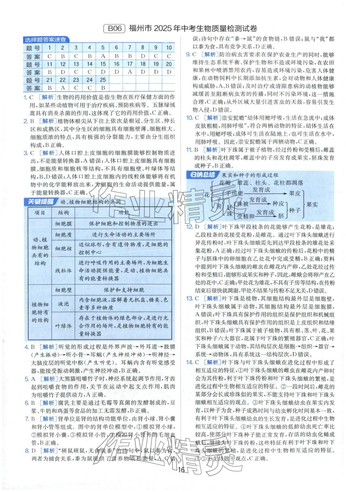 2026年春雨教育中考試卷精選八年級生物全一冊通用版福建專版&nbsp;第16頁