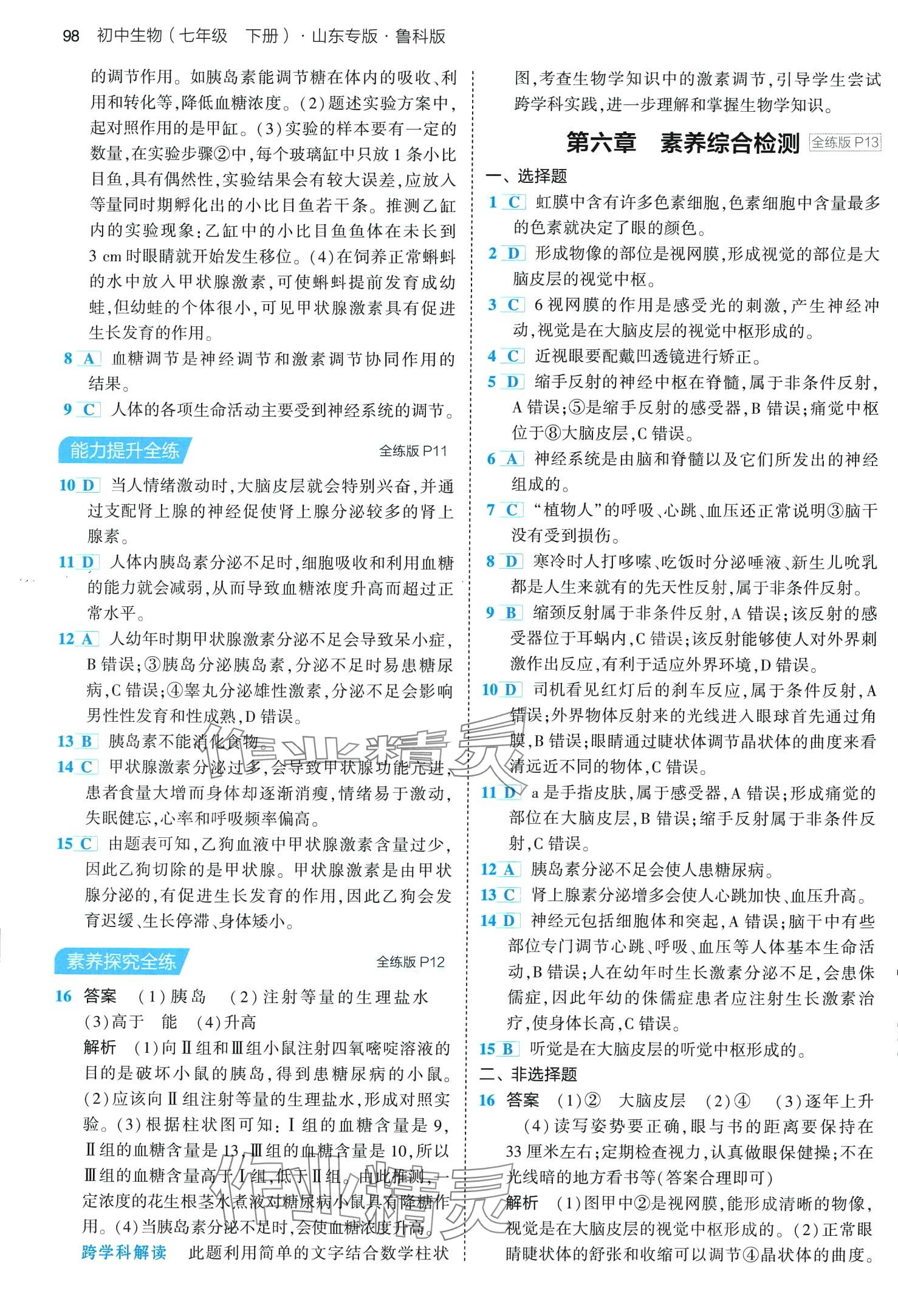 2024年5年中考3年模擬七年級生物下冊魯科版山東專版 第4頁