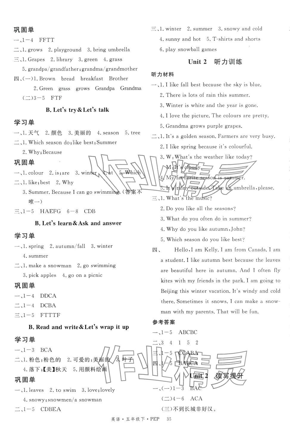 2024年优翼学习单五年级英语下册人教版 第3页