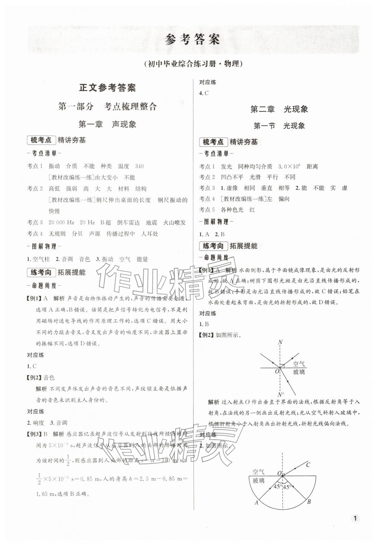 2026年初中毕业综合练习册物理&nbsp;第1页
