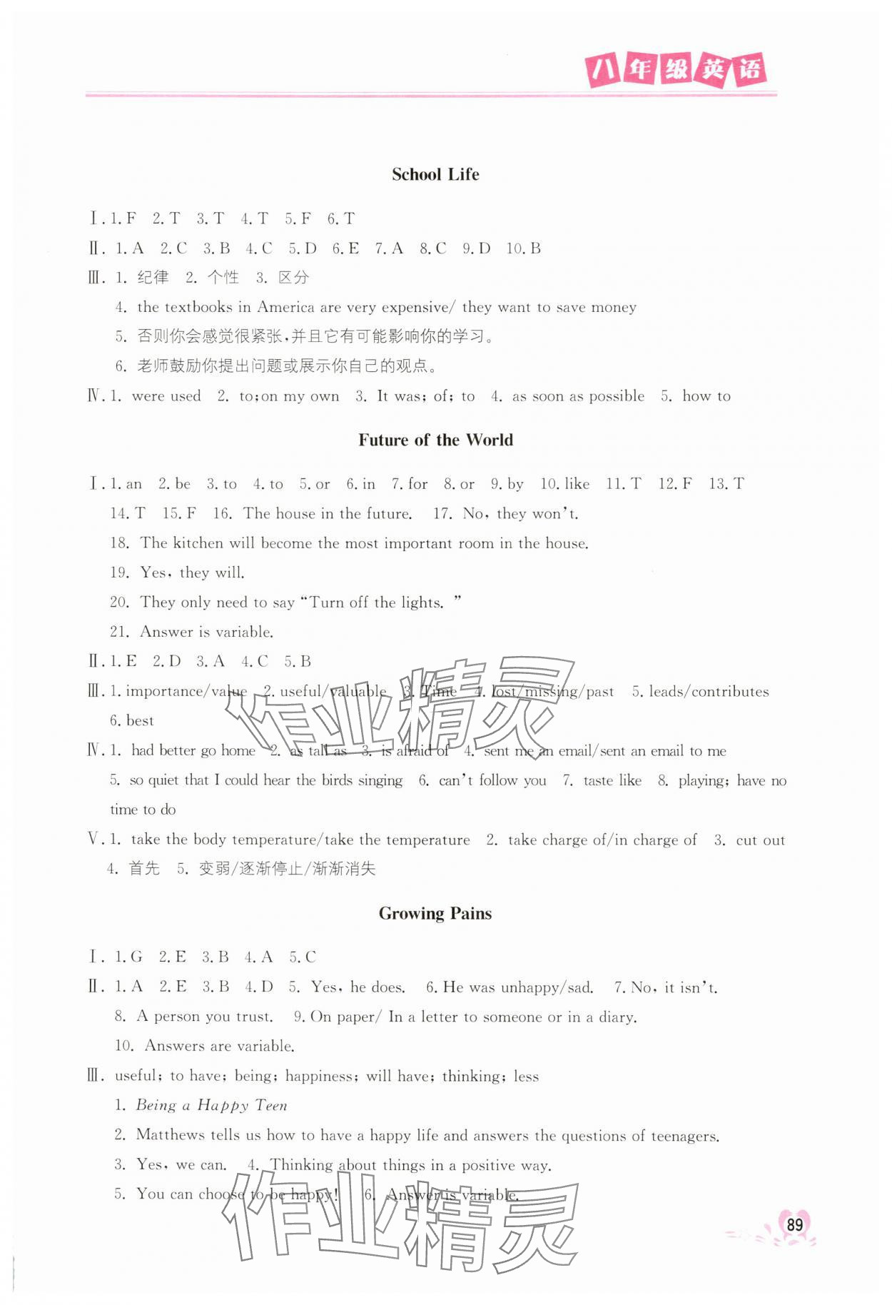 2025年聪明屋寒暑假作业系列丛书暑假作业八年级英语 参考答案第2页