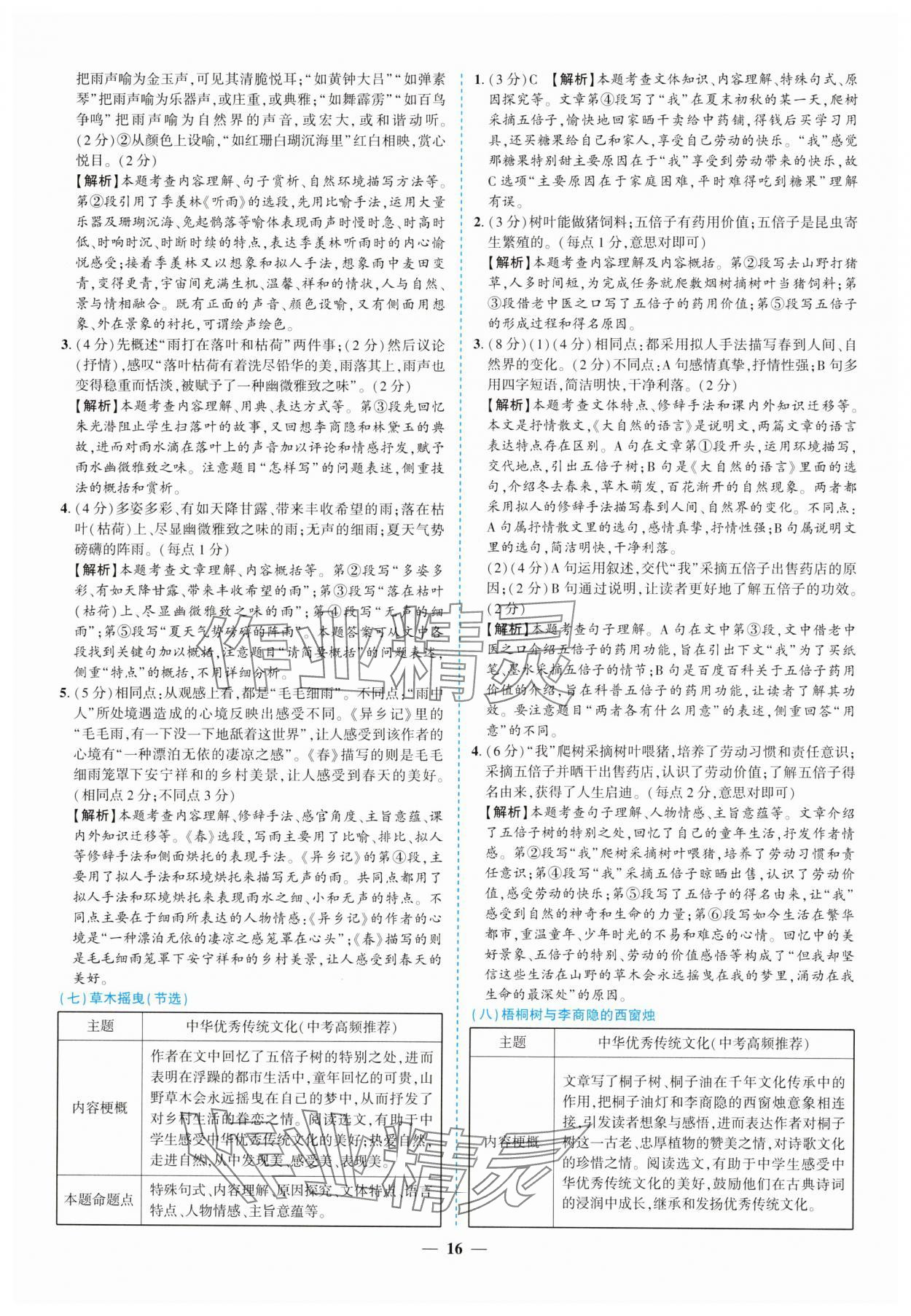 2025年新啟航中考語文總復習福建專版 參考答案第16頁