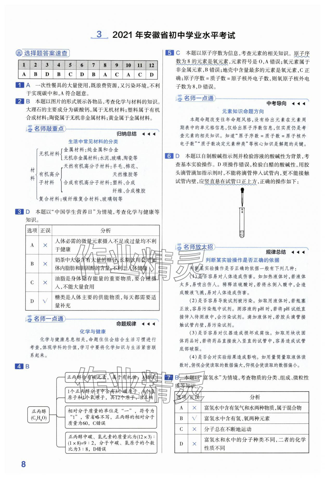 2024年金考卷45套匯編化學安徽專版 第8頁