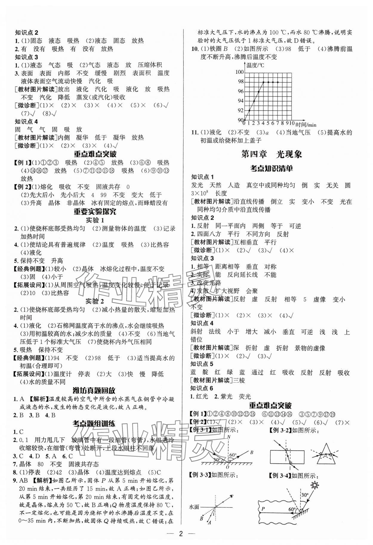 2024年中考對策物理濰坊專版 參考答案第2頁