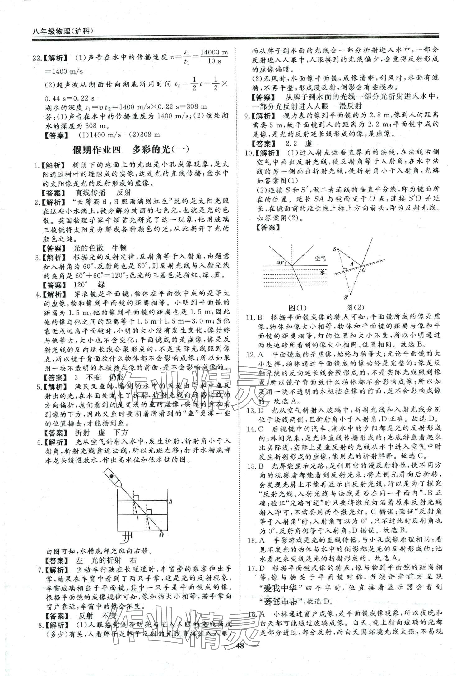 2024年新思維假期作業(yè)必刷題八年級物理滬科版 第4頁