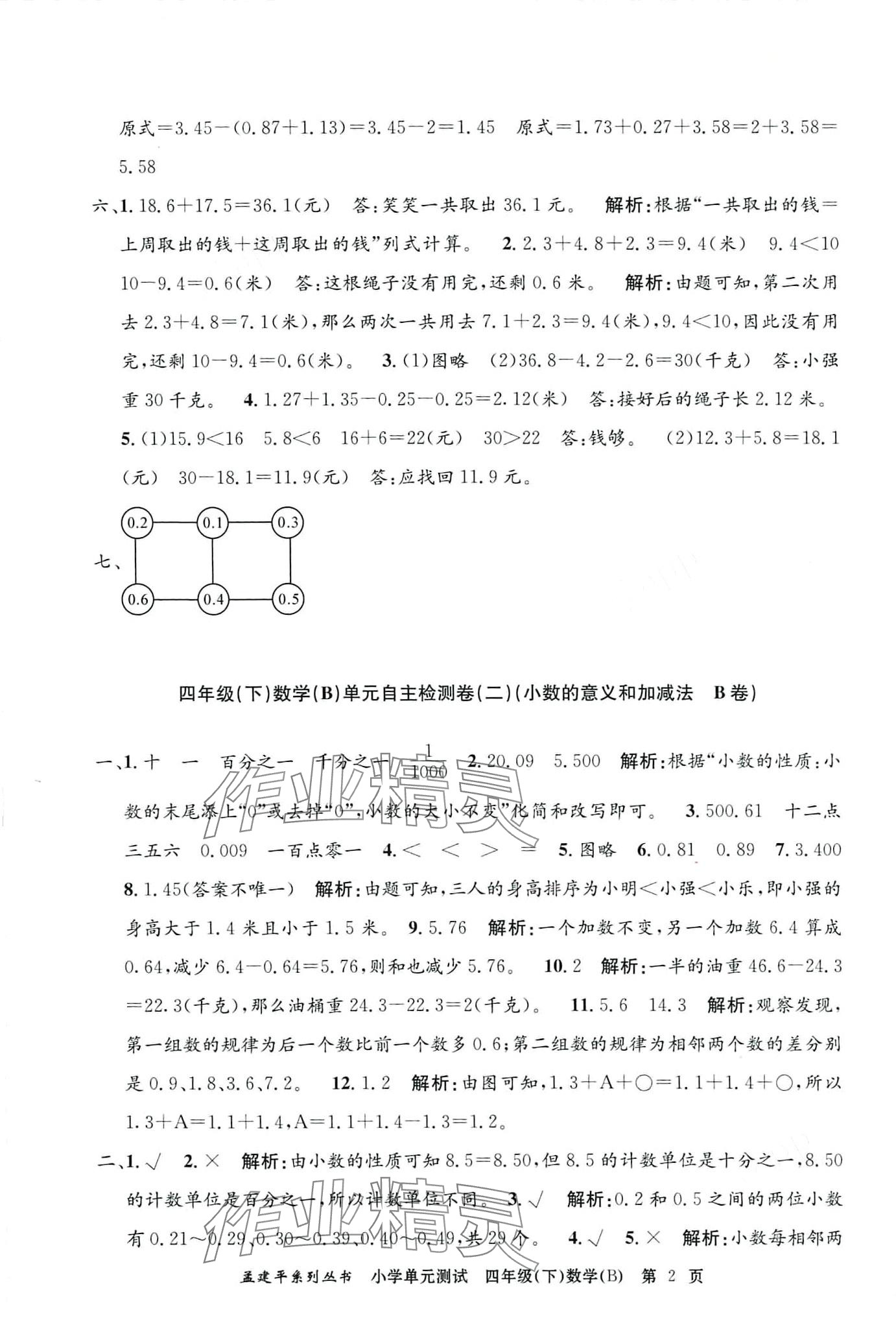 2024年孟建平單元測試四年級數(shù)學下冊北師大版 第2頁