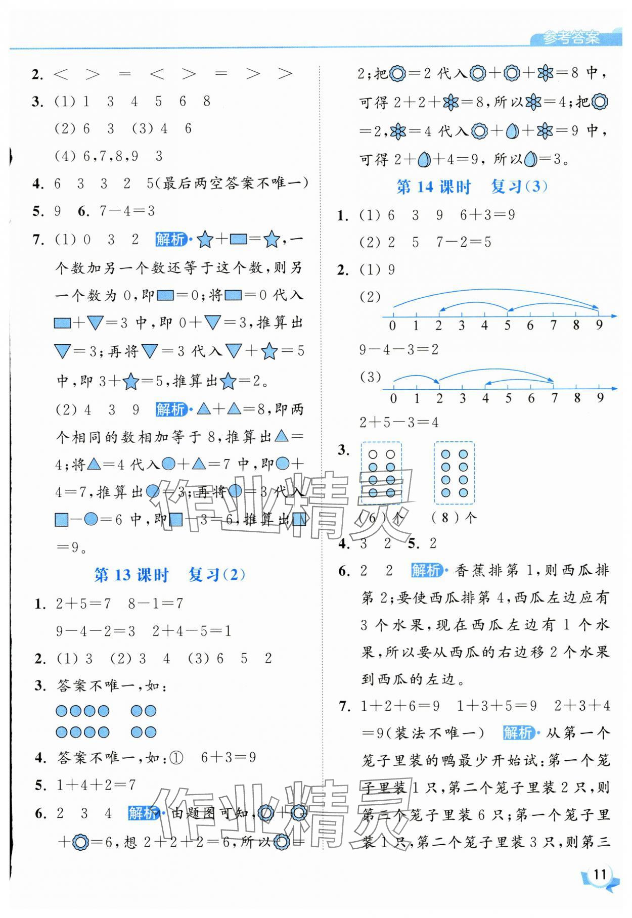 2025年亮點(diǎn)給力提優(yōu)班一年級(jí)數(shù)學(xué)上冊(cè)蘇教版 第11頁