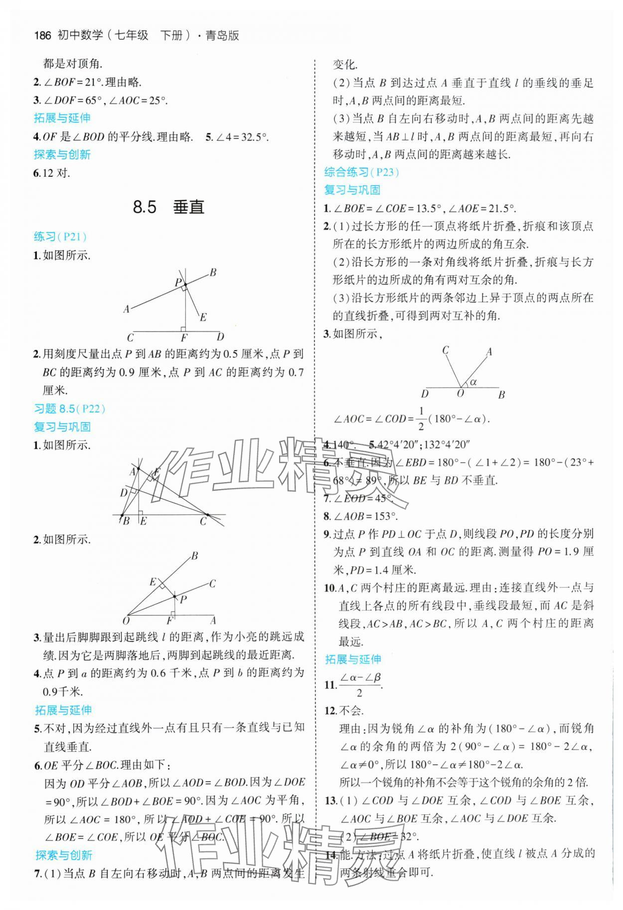 2024年教材課本七年級數(shù)學(xué)下冊青島版 參考答案第2頁