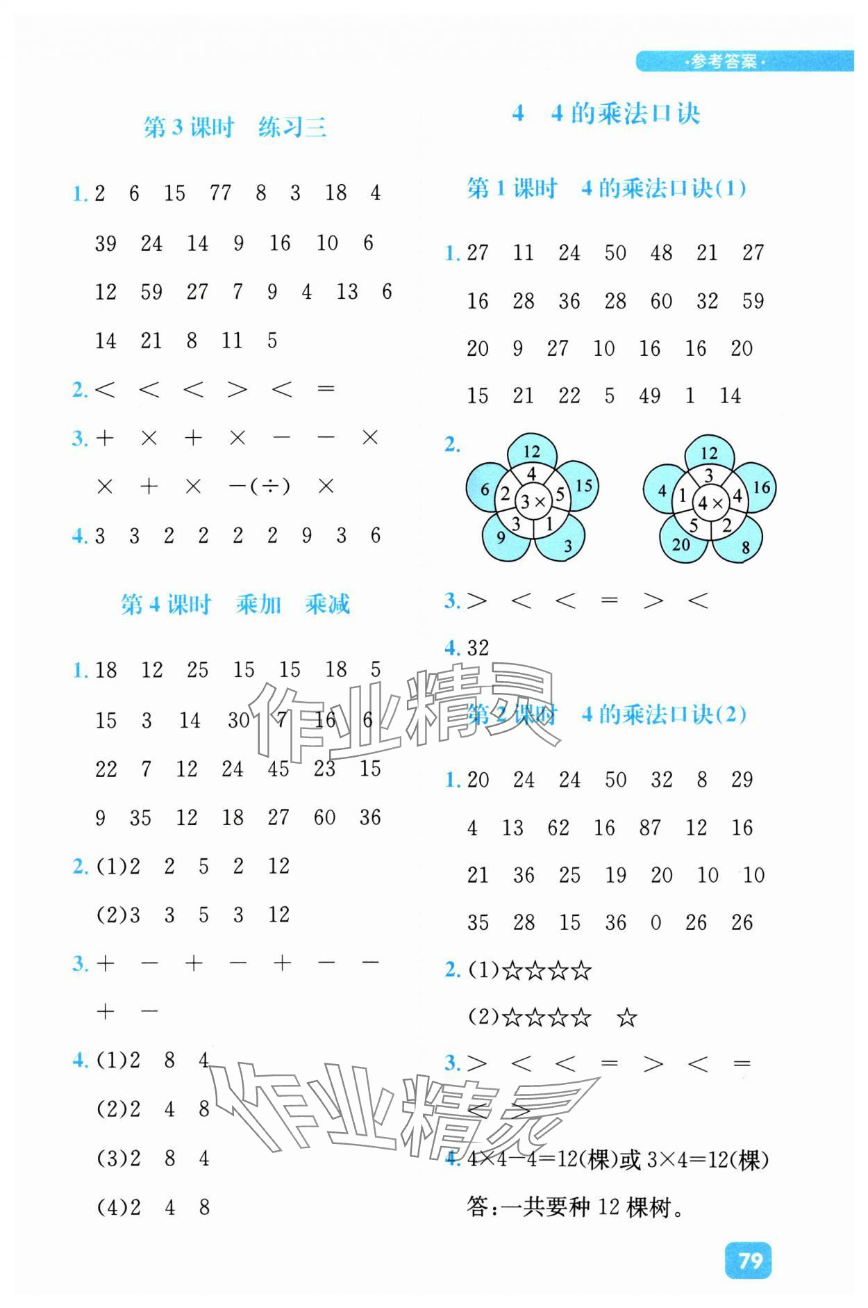 2024年計算超人小天才二年級數學上冊西師大版 參考答案第3頁