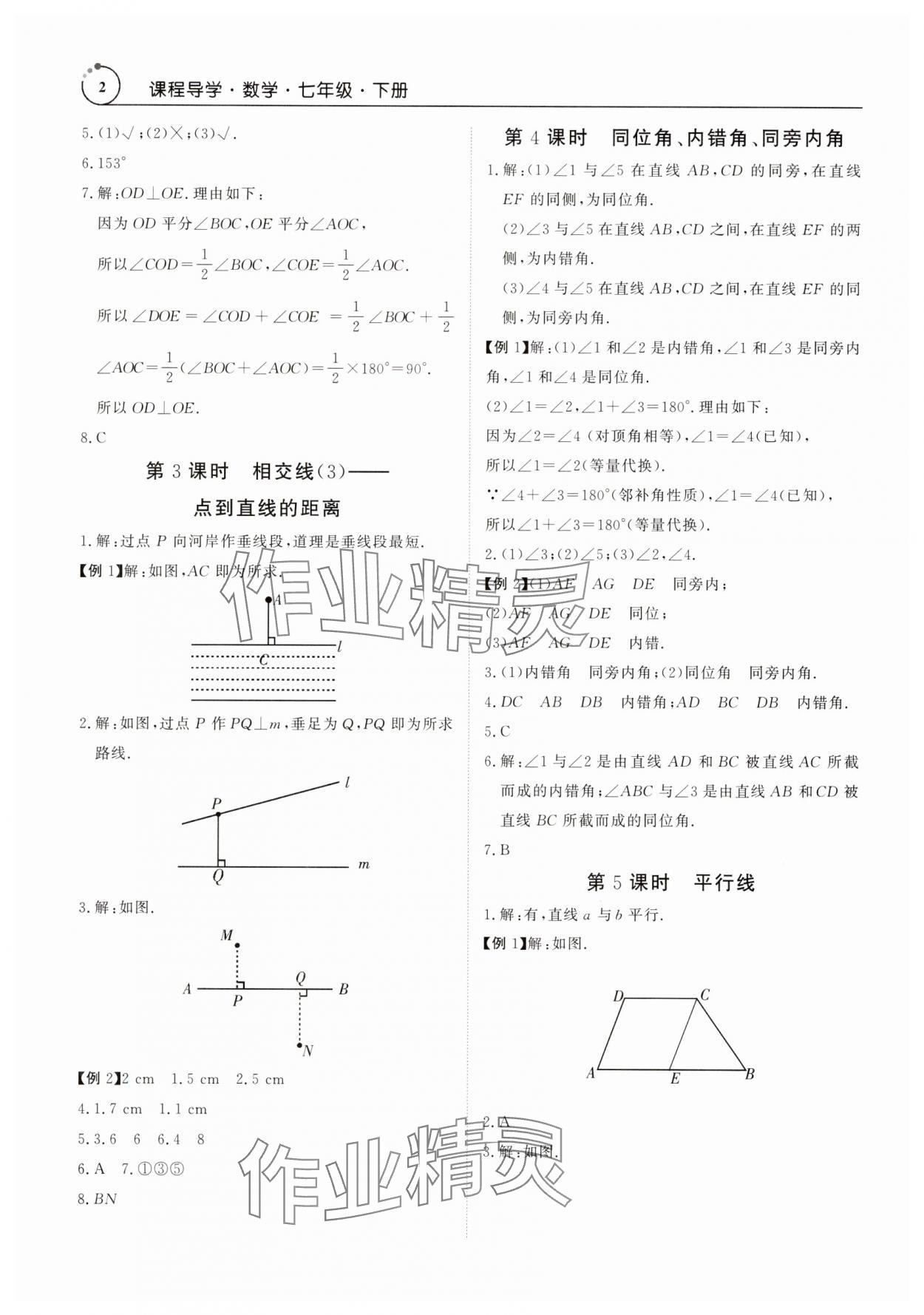 2025年課程導(dǎo)學(xué)七年級數(shù)學(xué)下冊人教版 參考答案第2頁