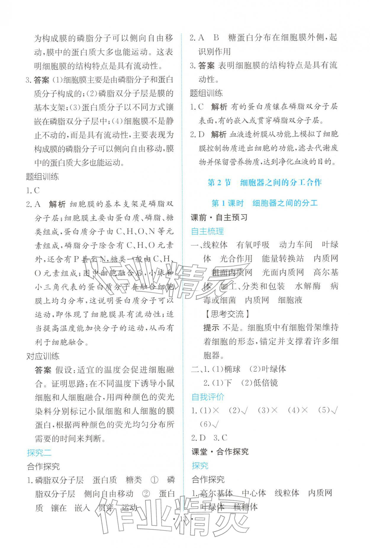 2025年能力培养与测试高中生物必修1人教版 参考答案第12页