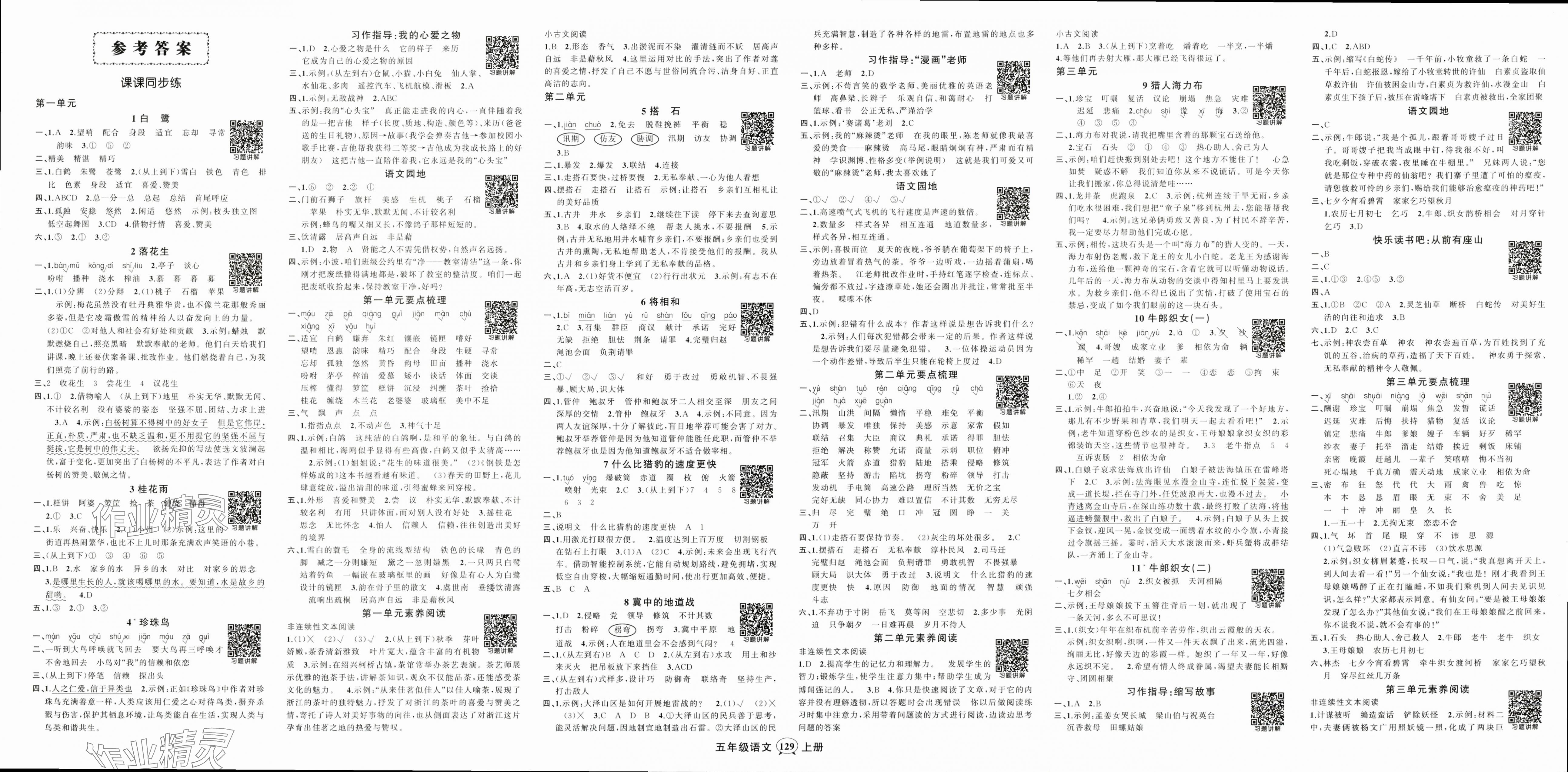 2025年状元成才路创优作业100分五年级语文上册人教版浙江专版 第1页