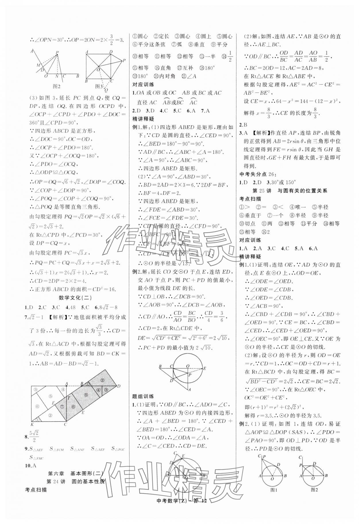 2025年名師面對面中考滿分特訓方案數(shù)學浙江專版 參考答案第12頁