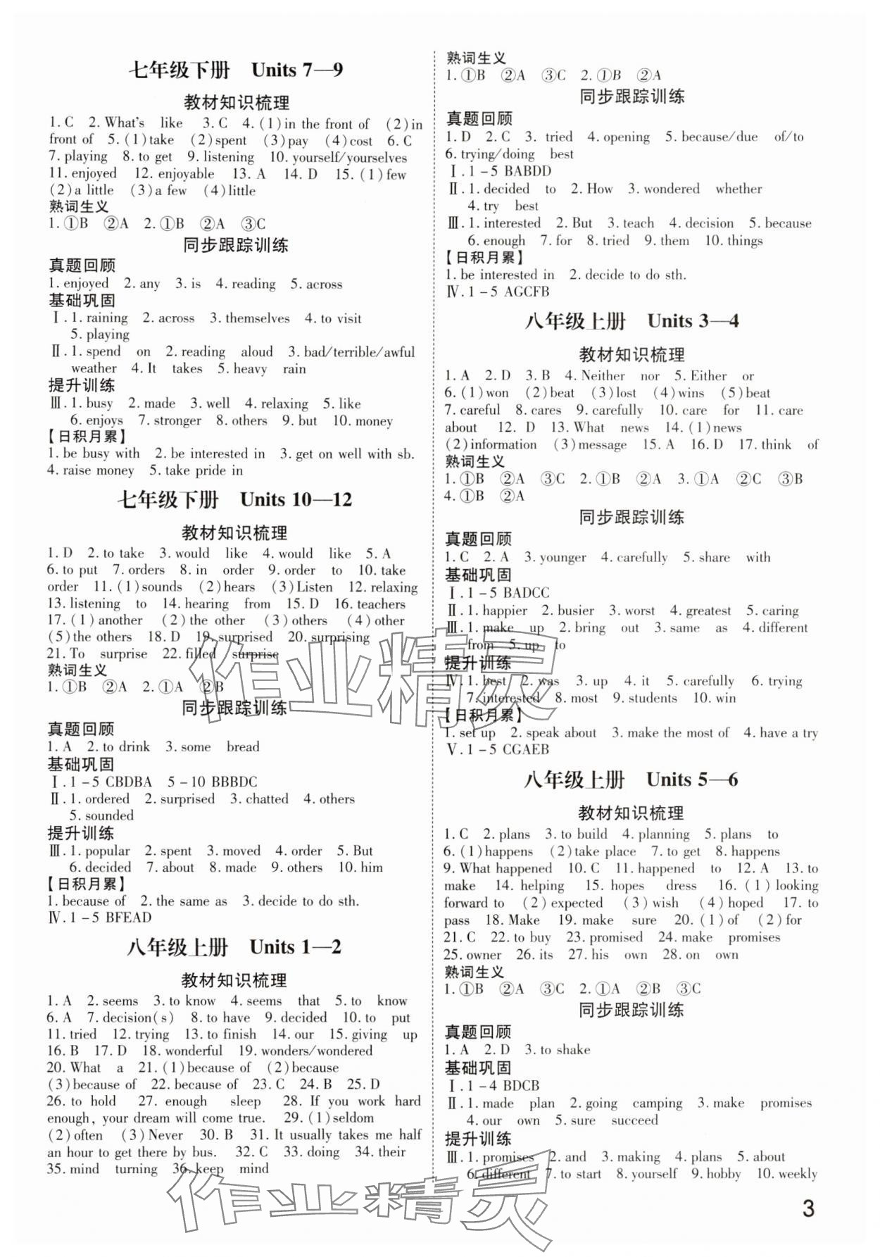 2025年核心中考英语甘肃专版 参考答案第2页