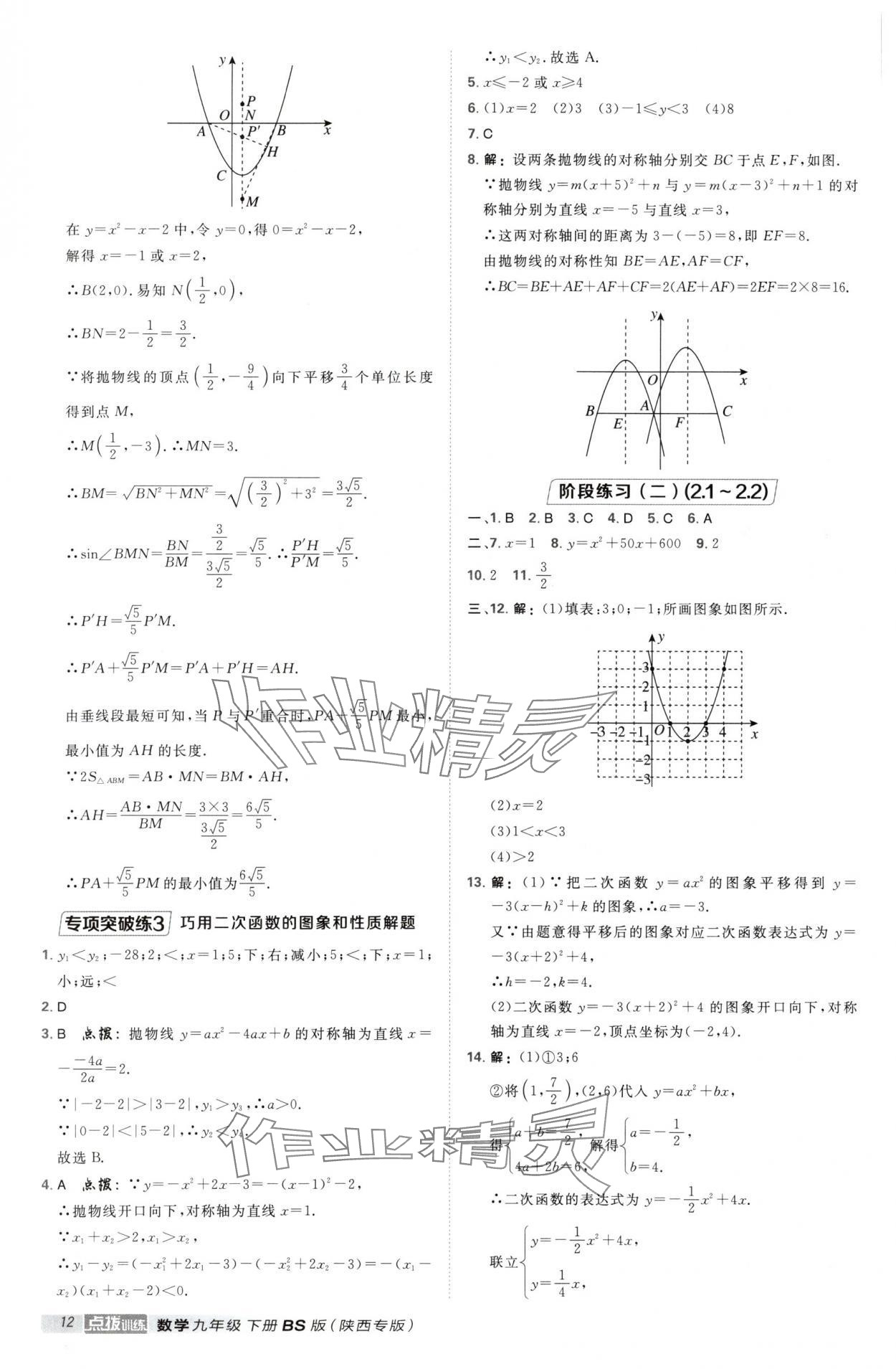 2025年点拨训练九年级数学下册北师大版陕西专版 第12页
