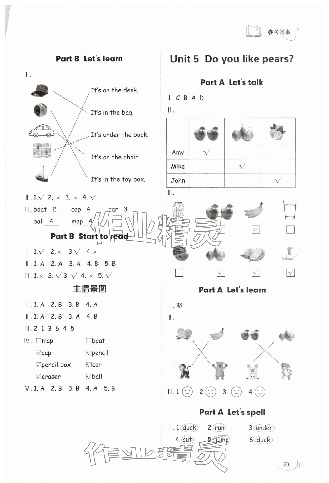 2024年小學同步練習冊三年級英語下冊人教版山東科學技術出版社 參考答案第4頁