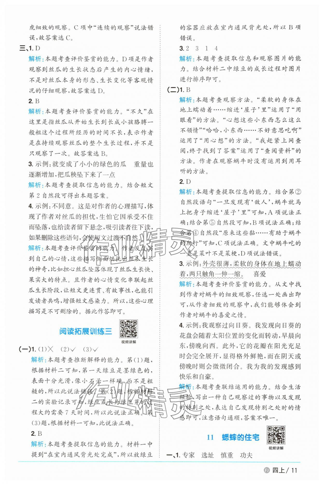 2025年陽光同學(xué)課時優(yōu)化作業(yè)四年級語文上冊人教版福建專版 第11頁