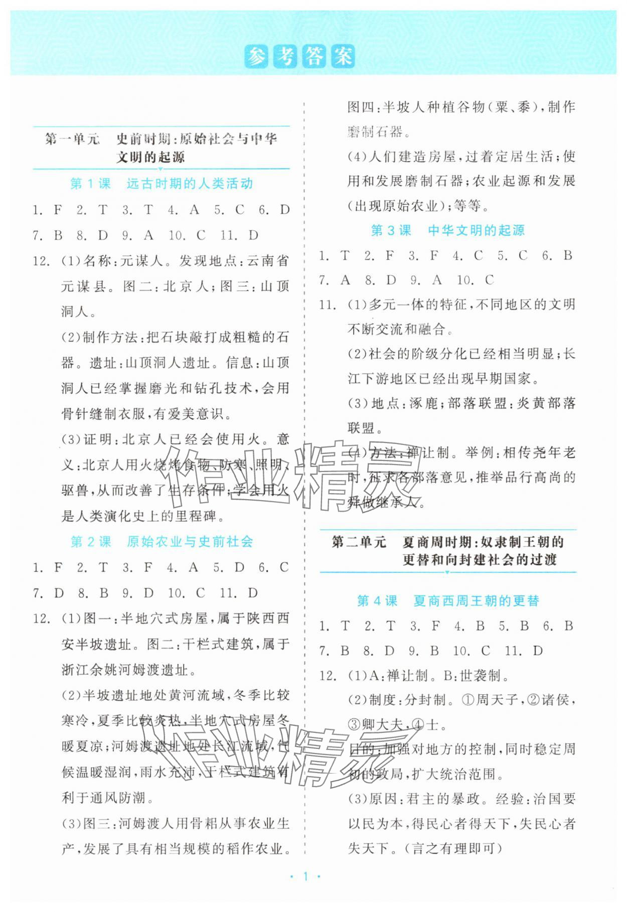 2025年精彩练习就练这一本七年级历史上册人教版评议教辅 第1页