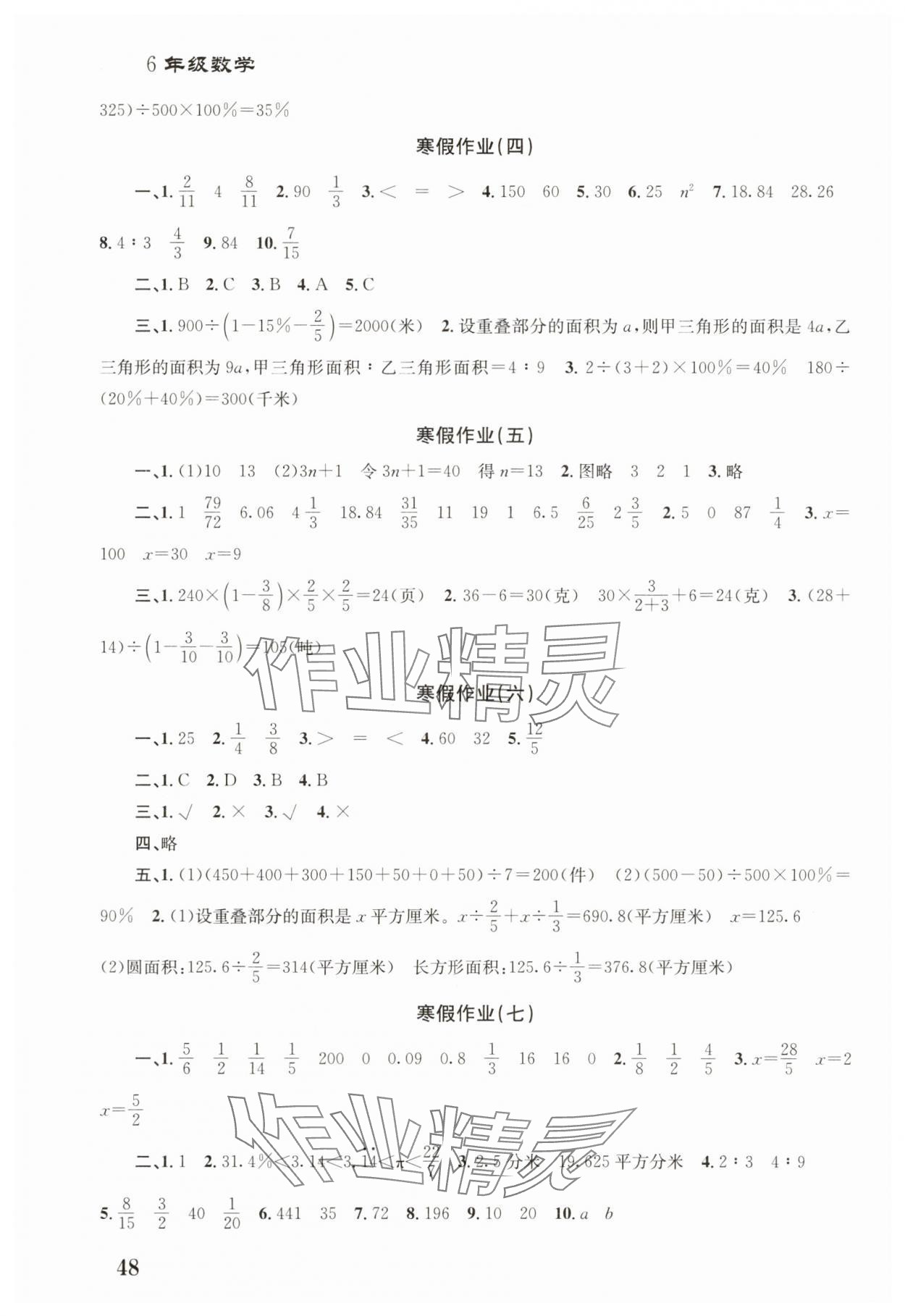 2025年寒假作业培优衔接南京大学出版社六年级数学 第2页