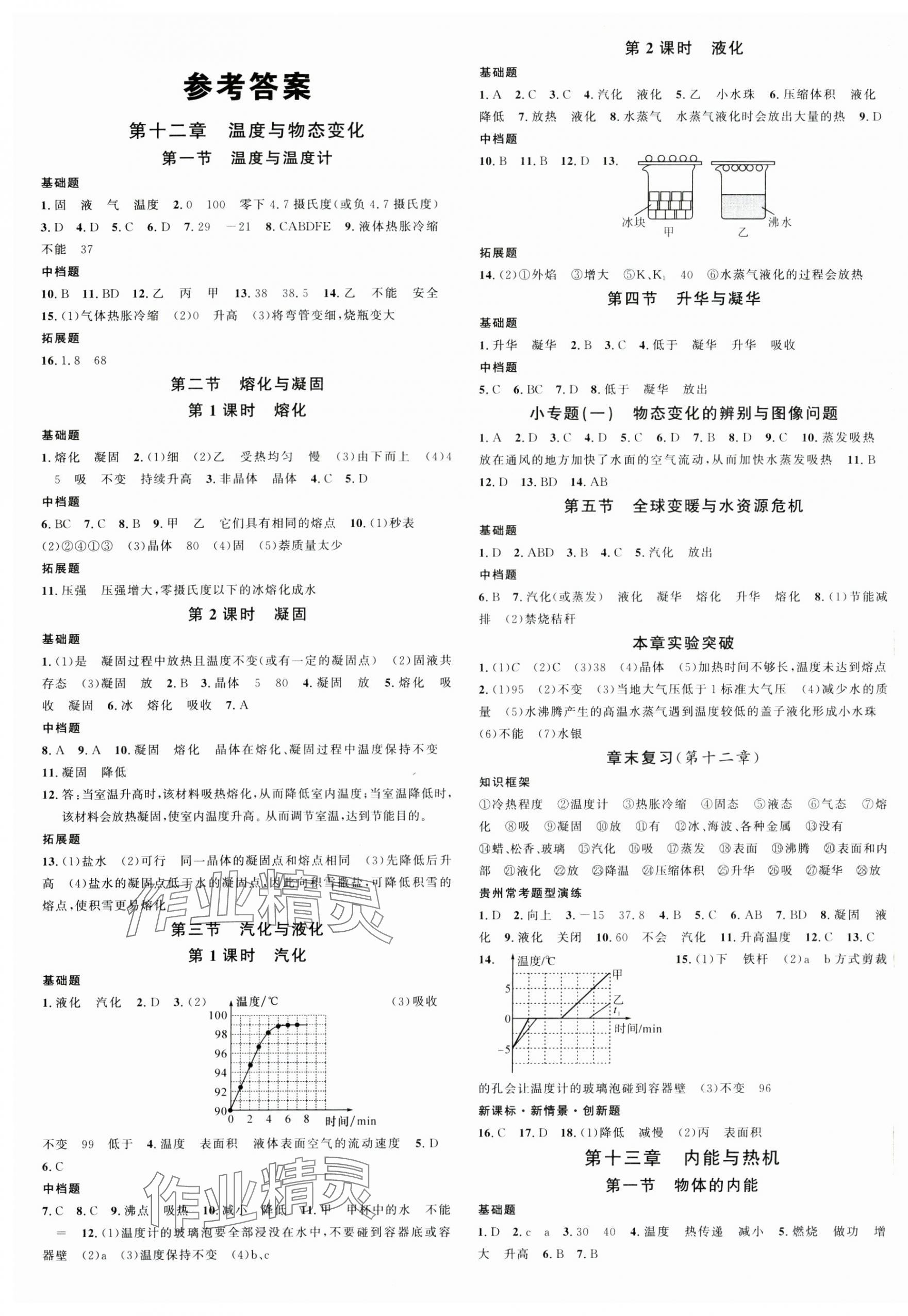 2024年名校課堂九年級(jí)物理全一冊(cè)滬科版貴州專版 第1頁(yè)