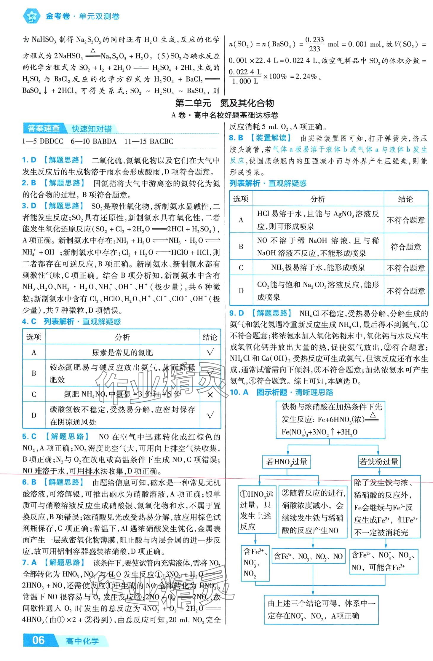 2024年金考卷活頁題選高中化學(xué)必修第二冊人教版 第6頁